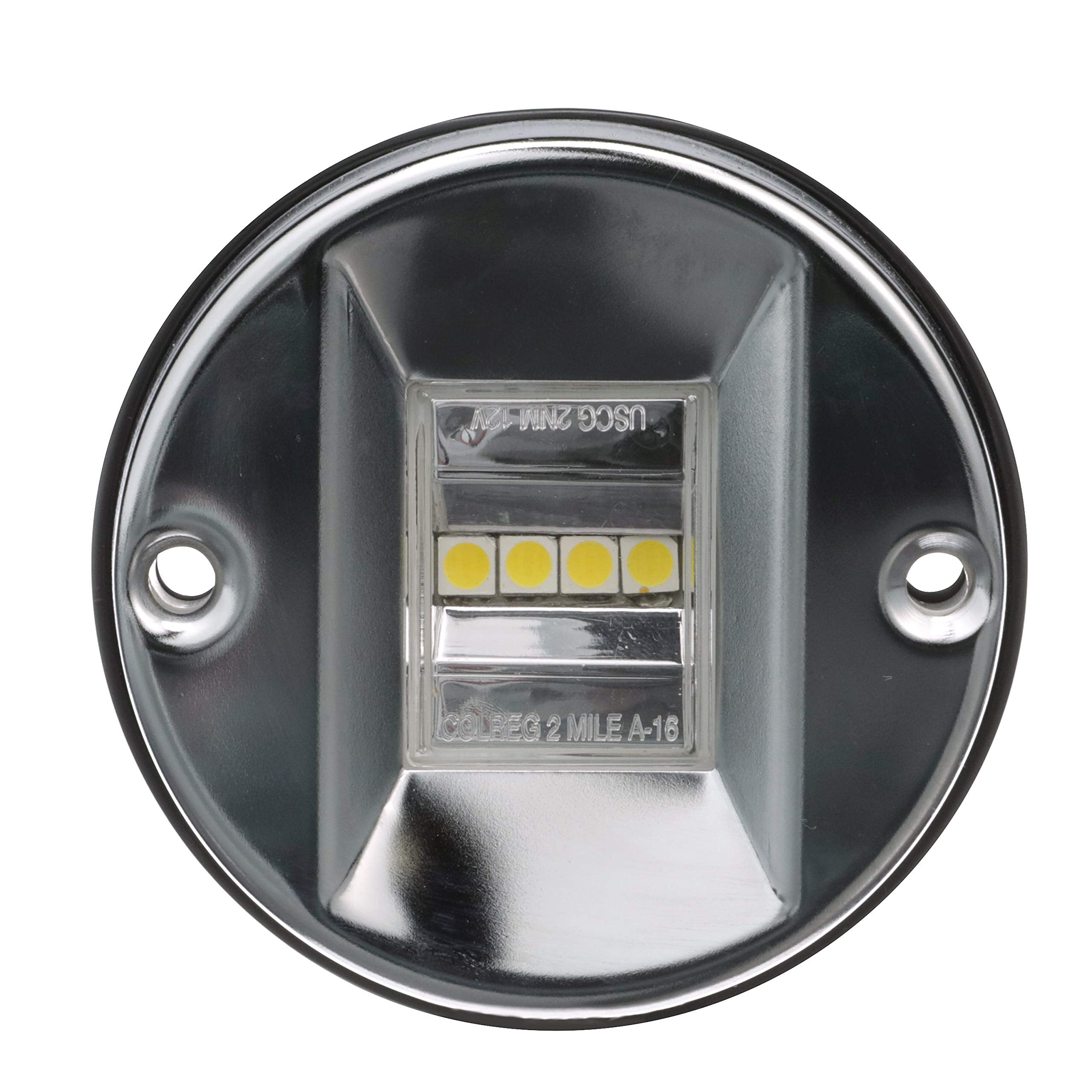 SEACHOICE Round LED Transom Light, 3 in., Clear Lens, 304 Stainless Steel, Model 02381, One Size