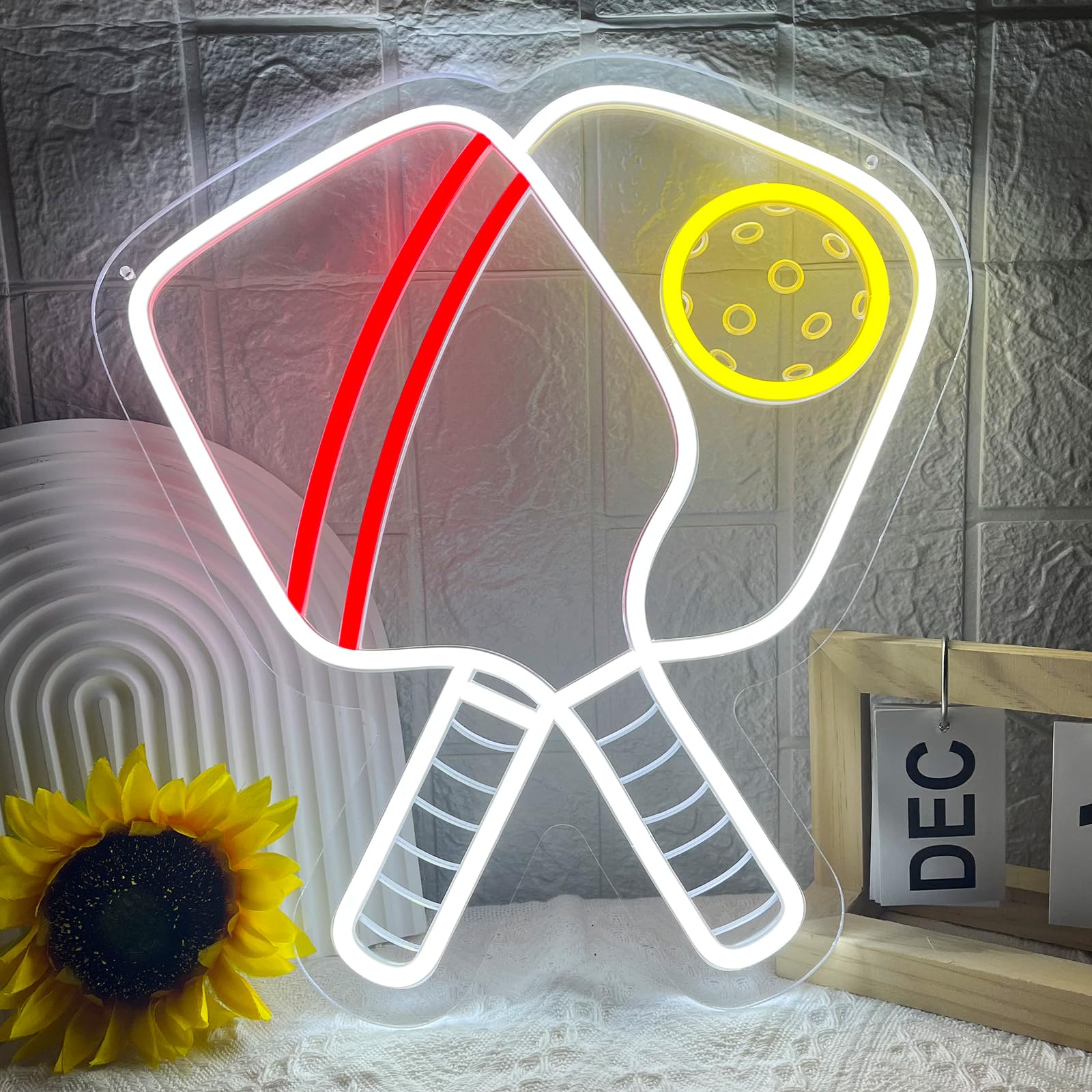 Nen Sign Pickleball Neon Wall Decor LED Light - 13inx14in - Sports Themed - Ideal for Bedroom, Living Room, Playroom, Gifts for Pickleball Lovers