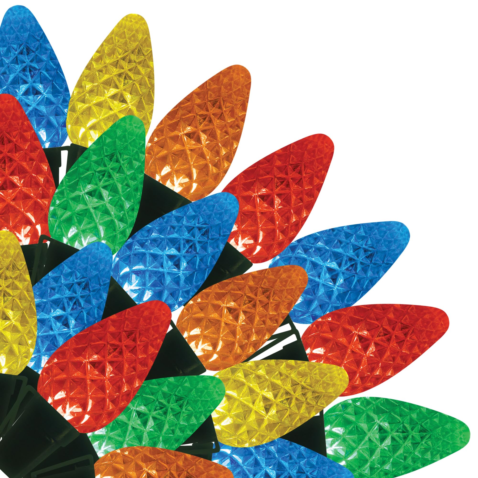 Brite Star LED C7 Faceted Light Set, 100 Count, Multicolor, Model 39-550-00, Plastic