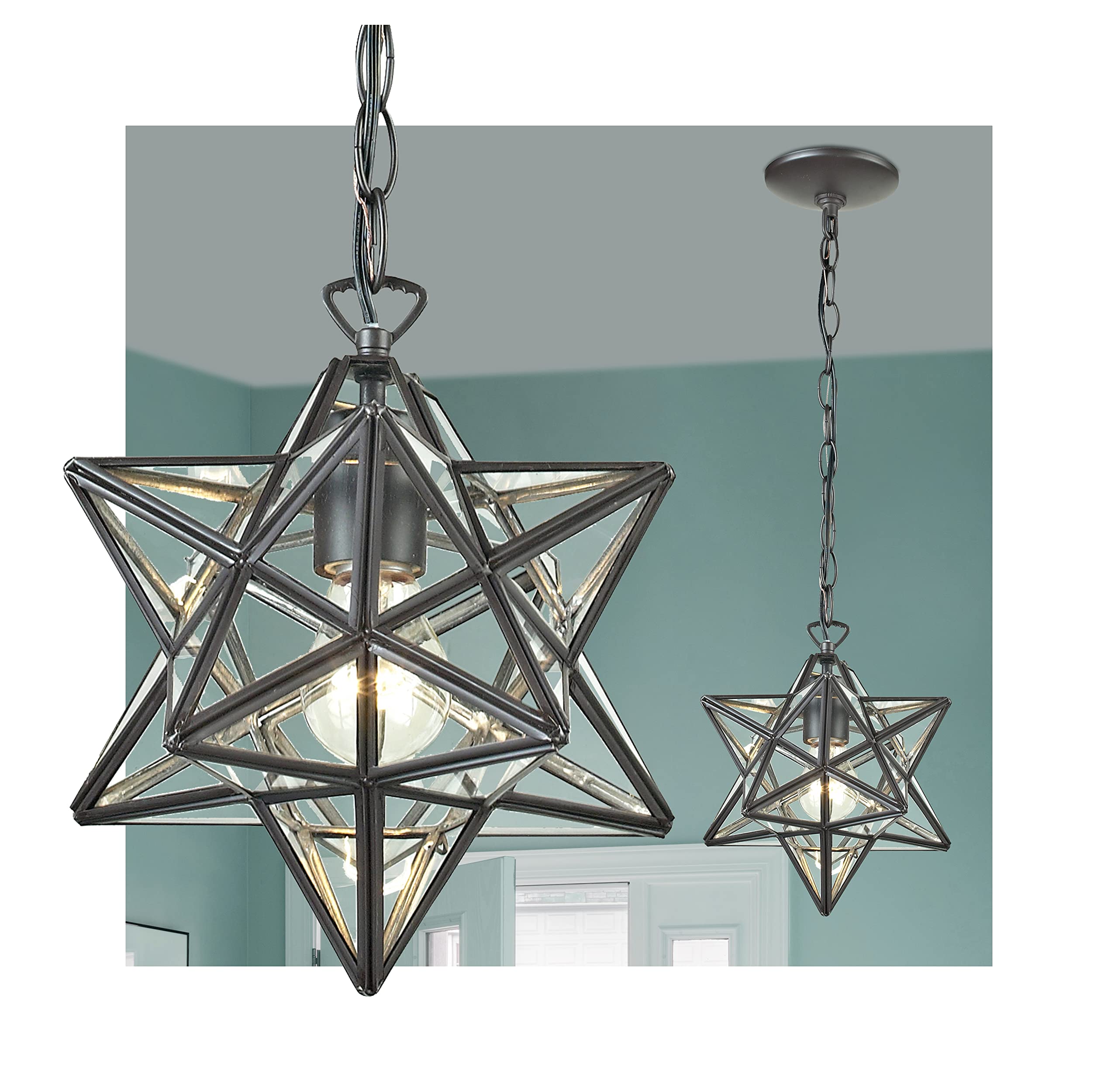 Elk Home 12&quot; Moravian Star Mini Pendant Light In Oil Rubbed Bronze - Industrial Glam Decor