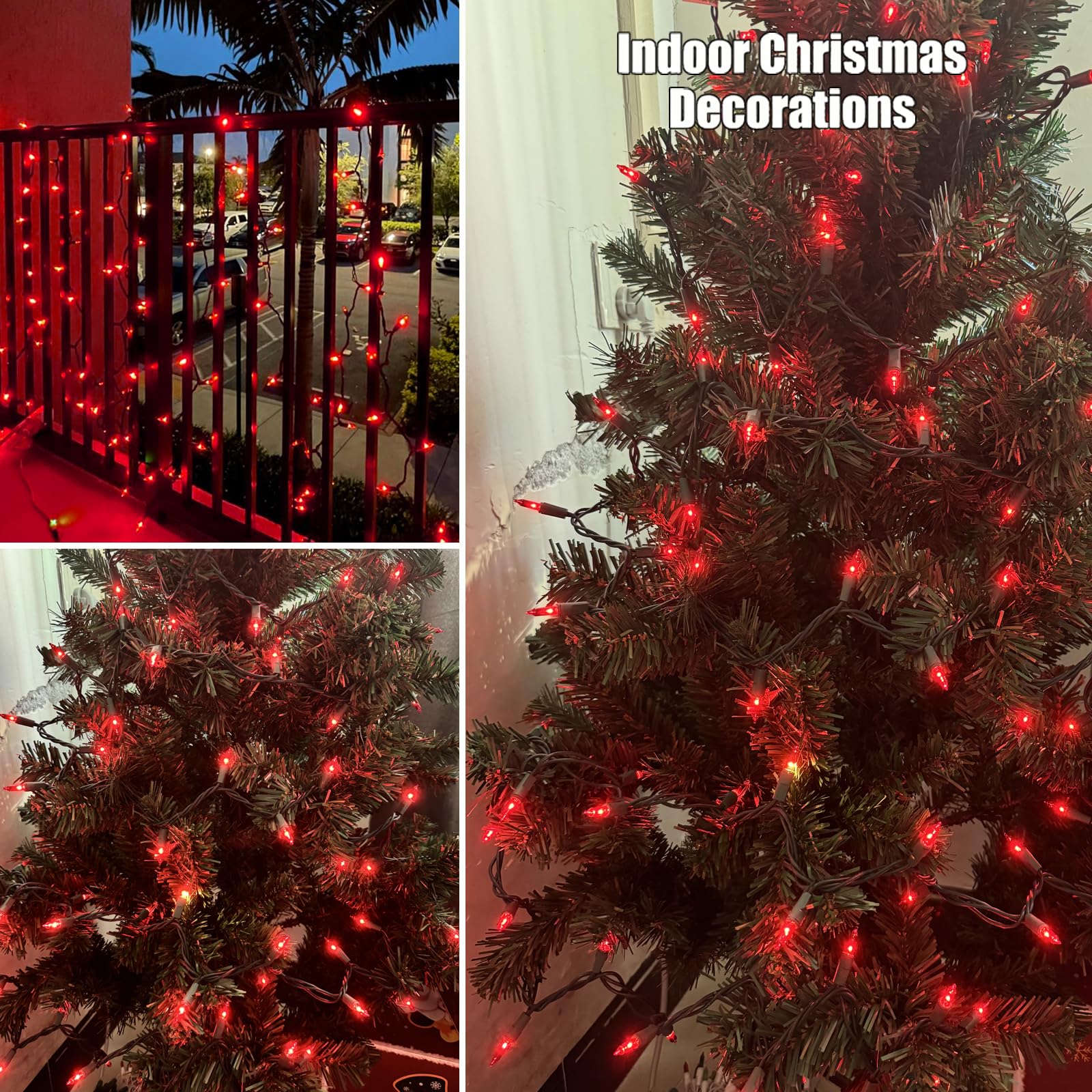 Christmas Lights 100 Count Red Christmas Tree String Lights With White Wire For Outdoor Indoor Christmas Decorations Wedding Decorations Valentines Day Decor Ul Certified (21Feet)