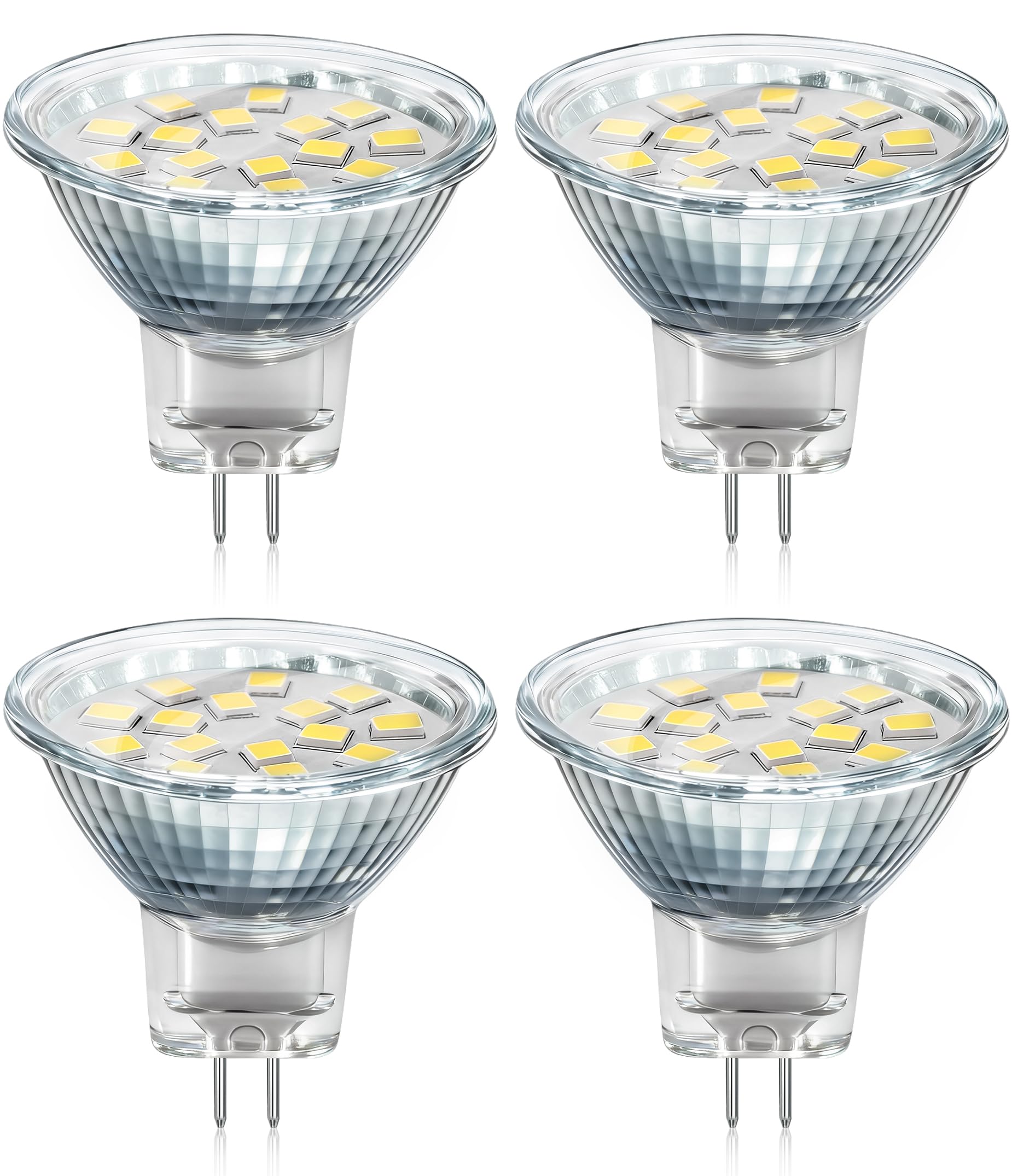 Akynite MR11 GU4 12V-24V LED Light Bulbs, 2W Equivalent 10W-20W Halogen GU4 Bi-Pin Base Spotlight Bulb, 6000K Daylight White MR1