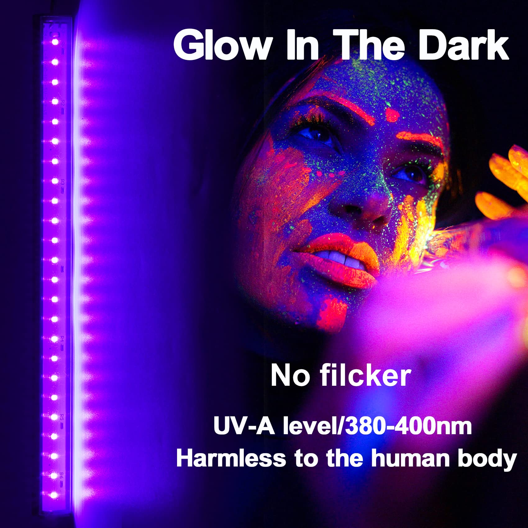 Black Light Bar 10W Uv Blacklight Strip For Glow Party: 1Ft Usb Portable Led Party Supplies For Body Paint Stage Fluorescent Tapestry Poster Halloween Club Bedroom Cabinets Decor Urine Detect 2 Pack
