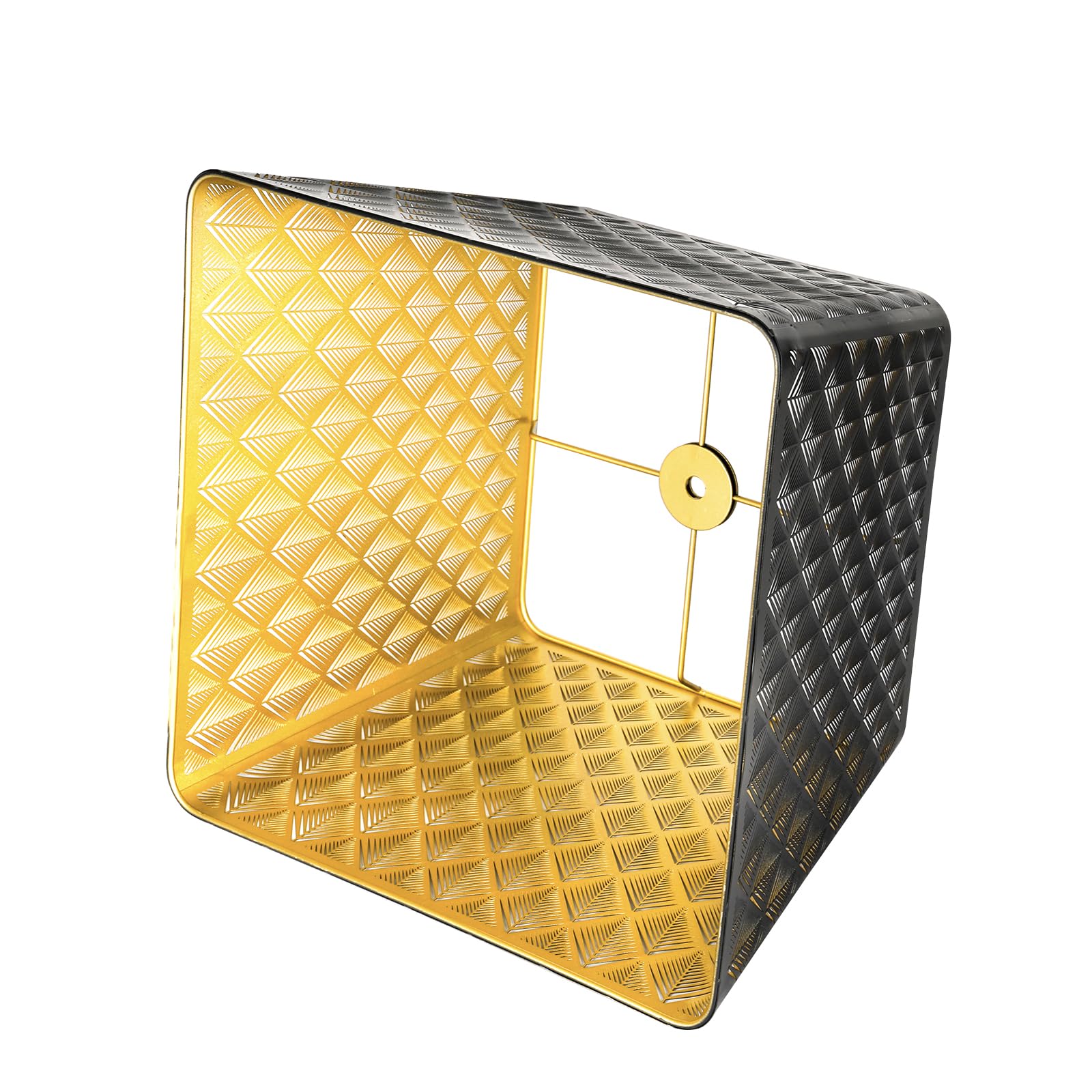 Alucset Metal Medium Square Lamp Shade - Arrow Pattern For Table & Floor Lamp, Black/Gold