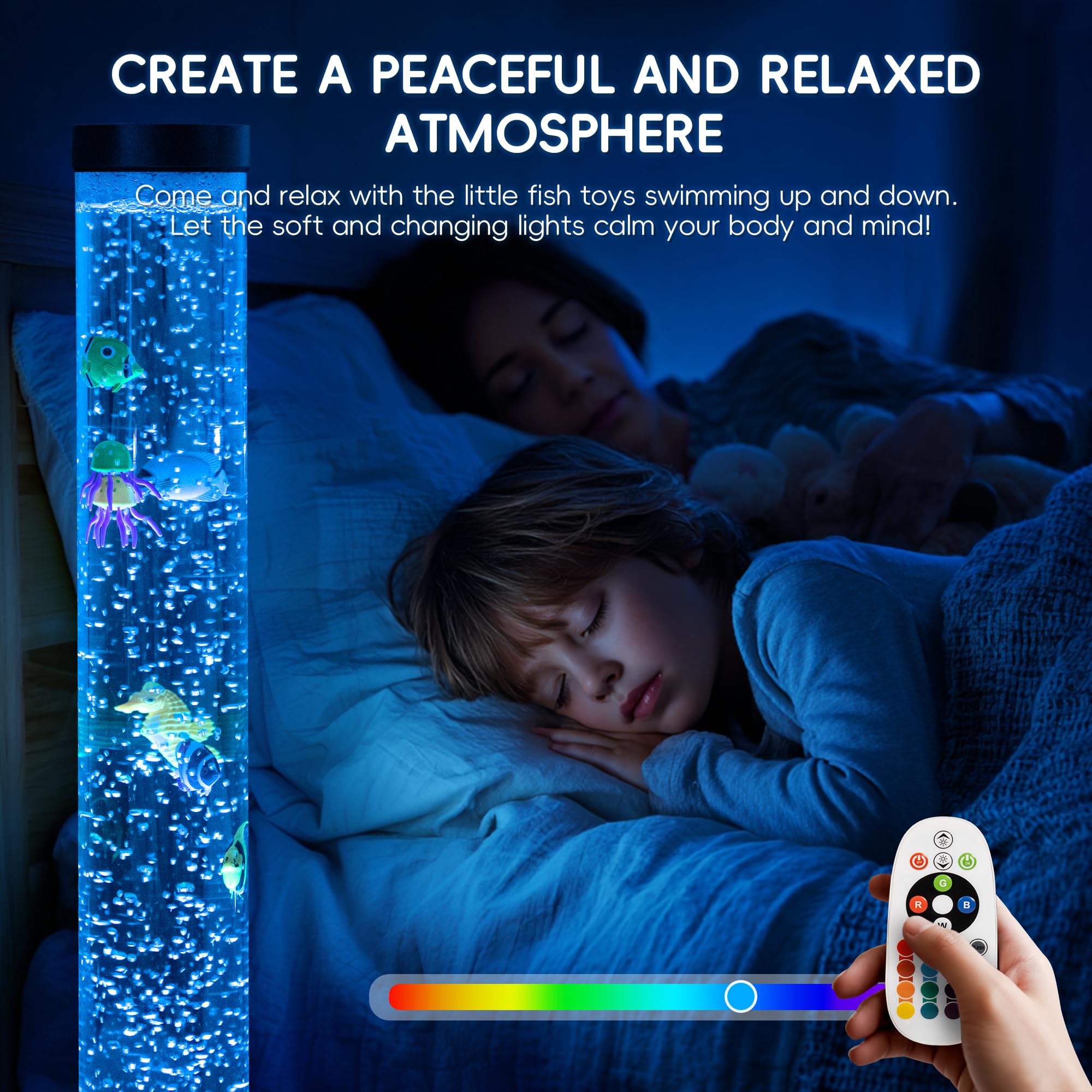 OUTREE Sensory Bubble Tube Lamp, Remote Control, 20 Color Effects, 47.84in, Multicolor, Model TC01AE00-1-HN50F