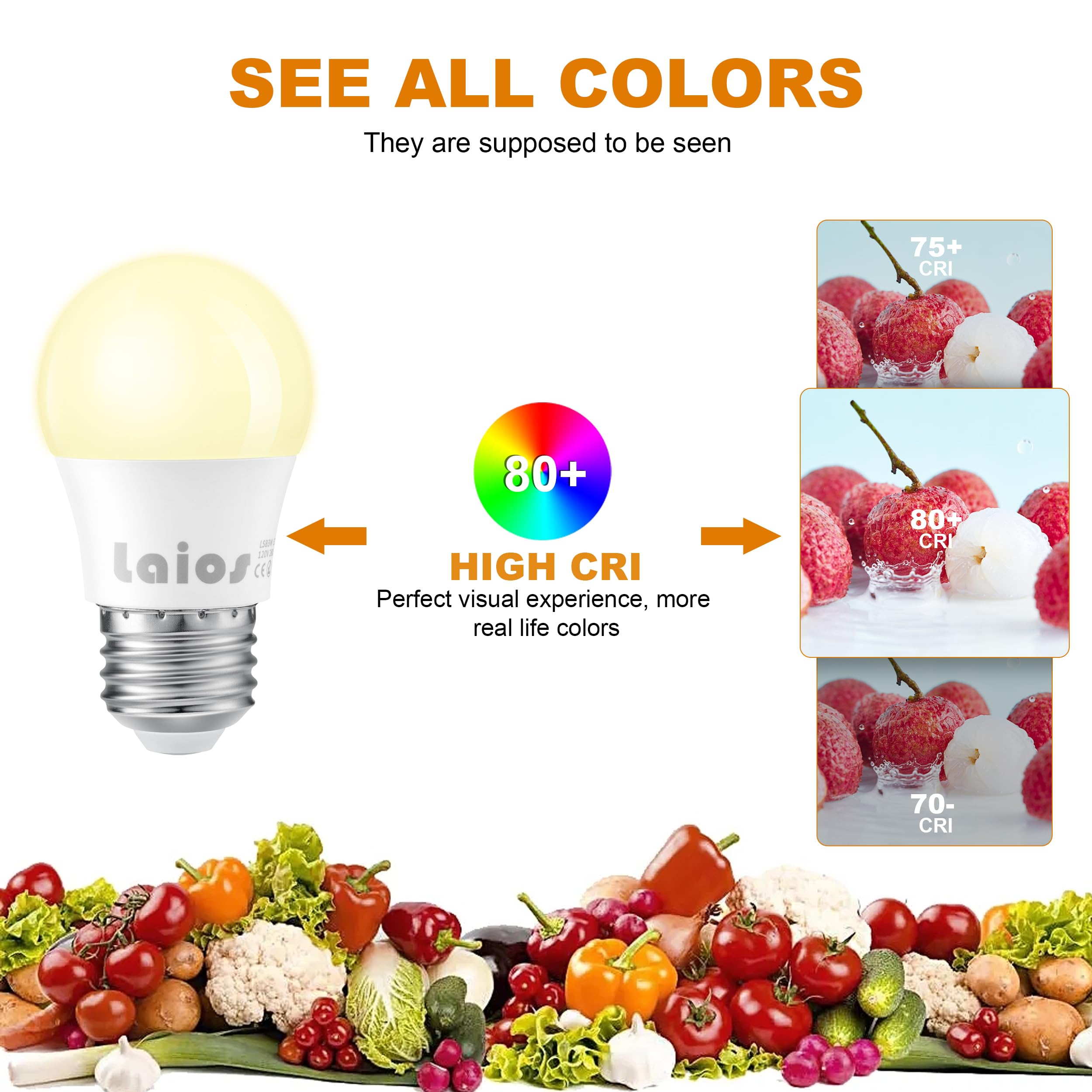 Laios E26 Led Light Bulb A15 Shape, 3W Replace 30W, 300Lm, Soft White 2700K, 120V Medium Screw Light Bulb, Pack Of 6, Non Dimmab
