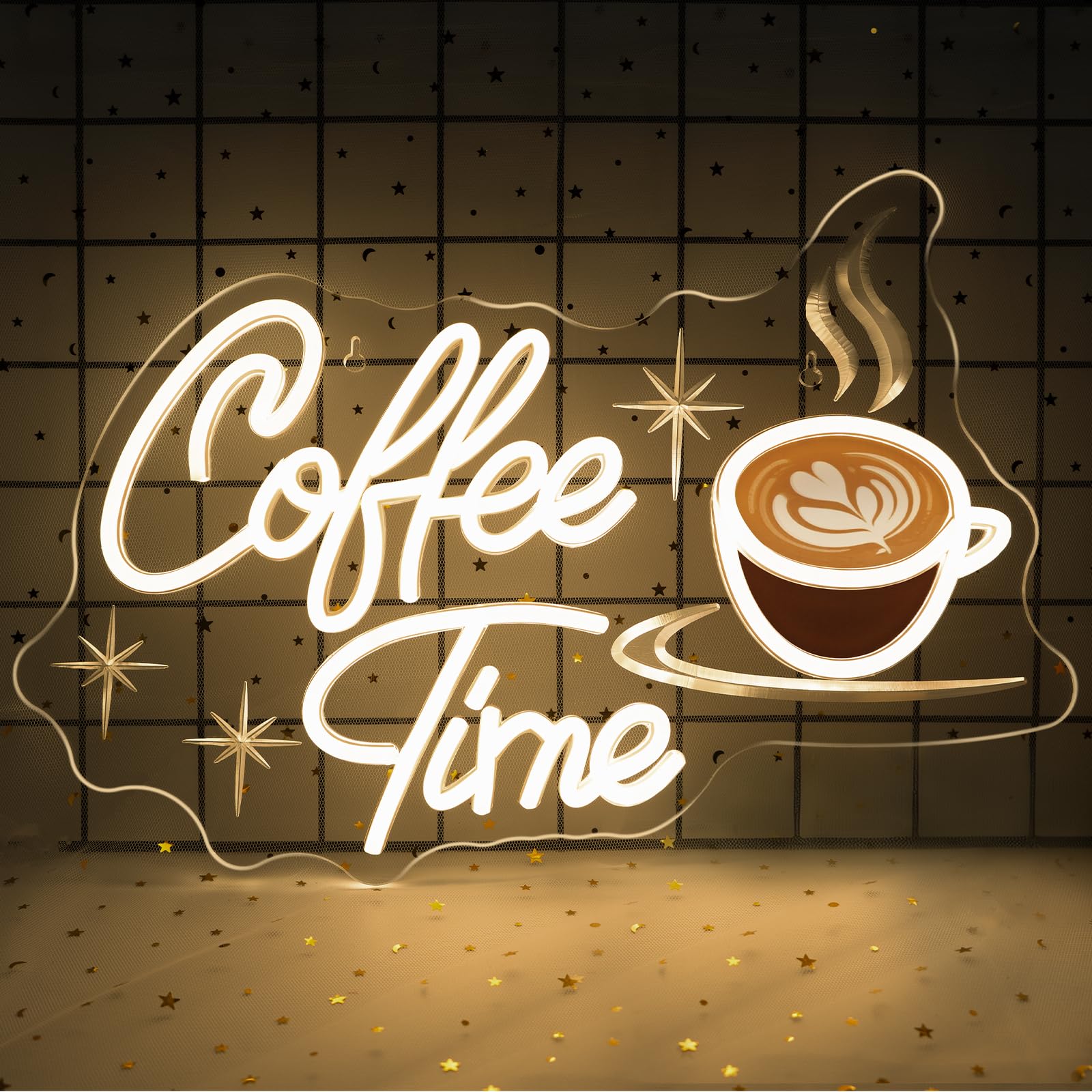 Dreamfort Coffee Time Neon Sign Latte Art Neon Lights Neon Bar Signs For Wall Decor Led For Caf?S  Kitchens & Breakfast Bars Light Signs Retro Diner Lighting