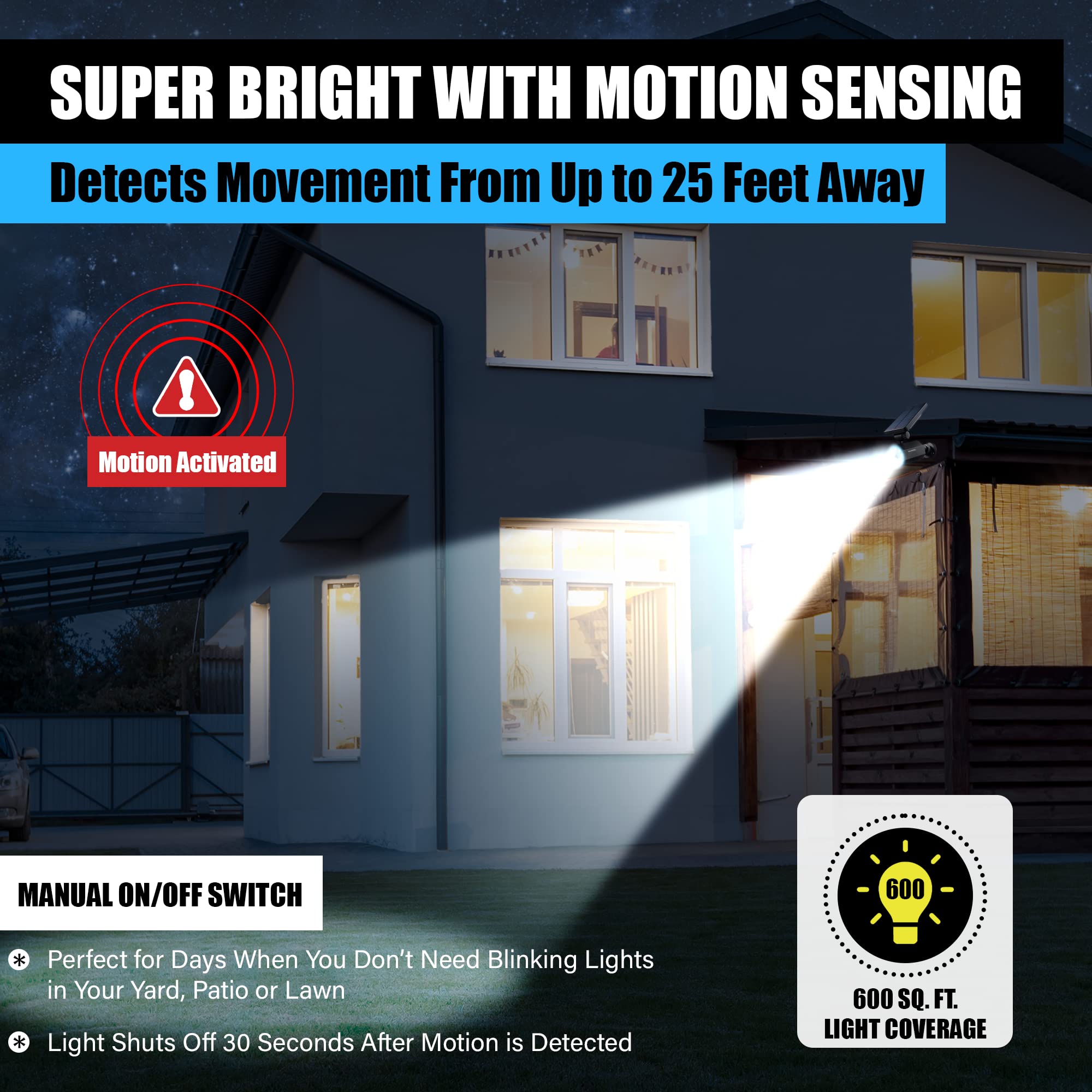Bell+Howell Bionic Spotlight LED Solar Lights - Motion Sensor Outdoor Lighting, Waterproof, Set of 2, Multicolor