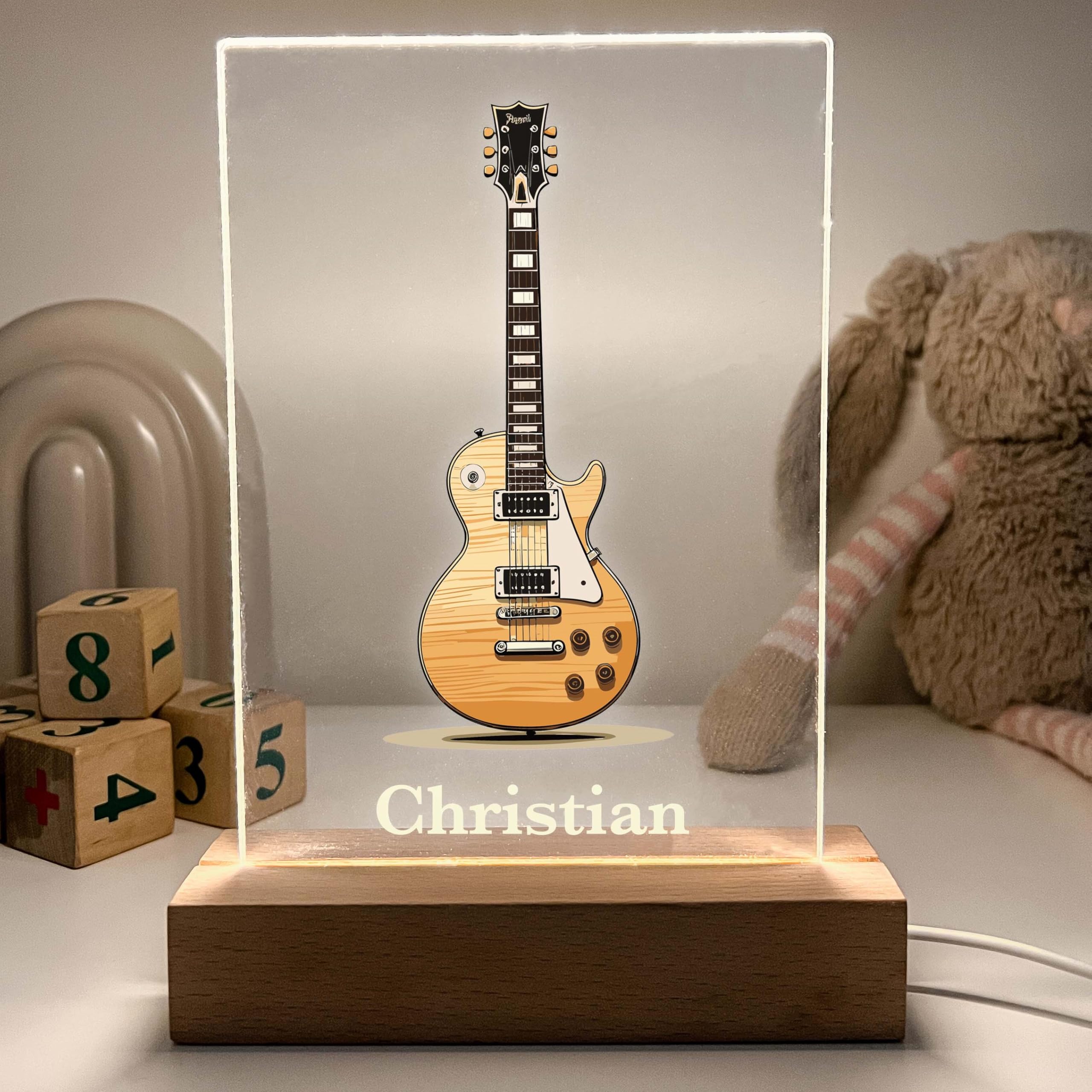 Mirror Mania Personalized Electric Guitar Nightlight Music Theme Middle High School Concert Band Club Members Kids Teens Custom Birthday Guitarist Musician Night Light Led Light Up Gift Made In Usa