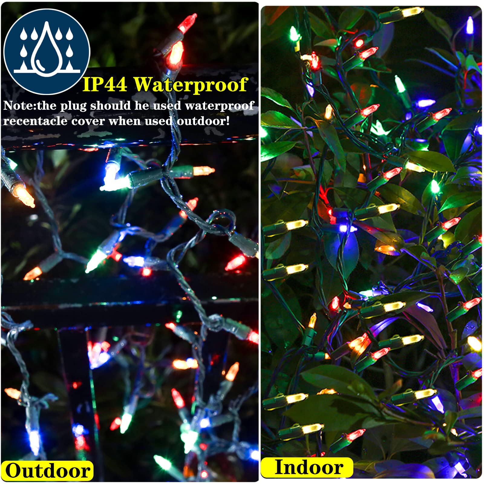 60 Led Multicolor Twinkling Christmas String Lights Plug In, 17 Of 60 Lights Twinkle,Connect Up To 45 Sets,Ul Certified 22 Ft Mini Twinkle Christmas Tree Lights,Indoor Outdoor Use