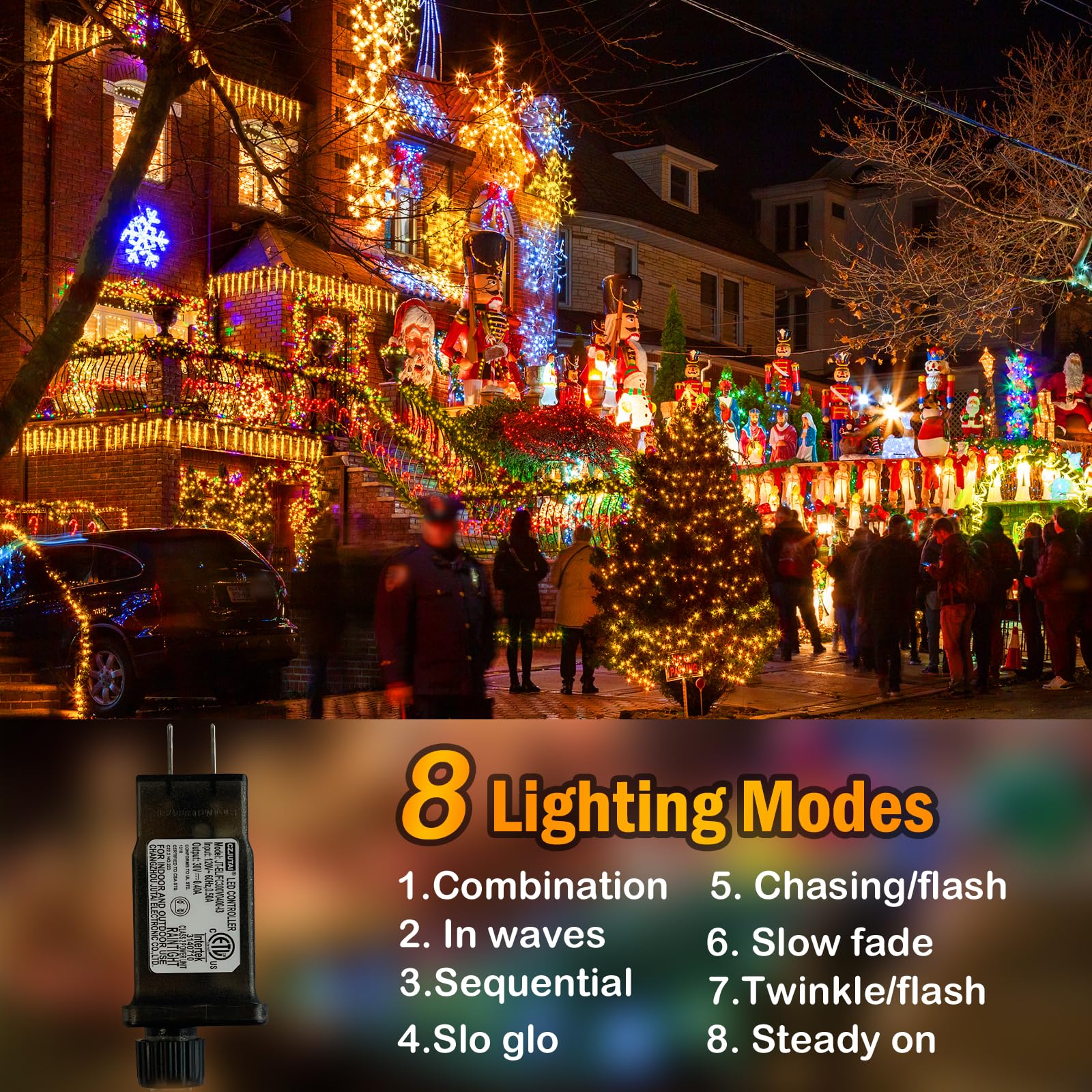 393Ft Outdoor Christmas Lights 1200 Led Christmas Lights With 8 Modes Waterproof Led String Lights Outdoor Plug In Christmas Dec