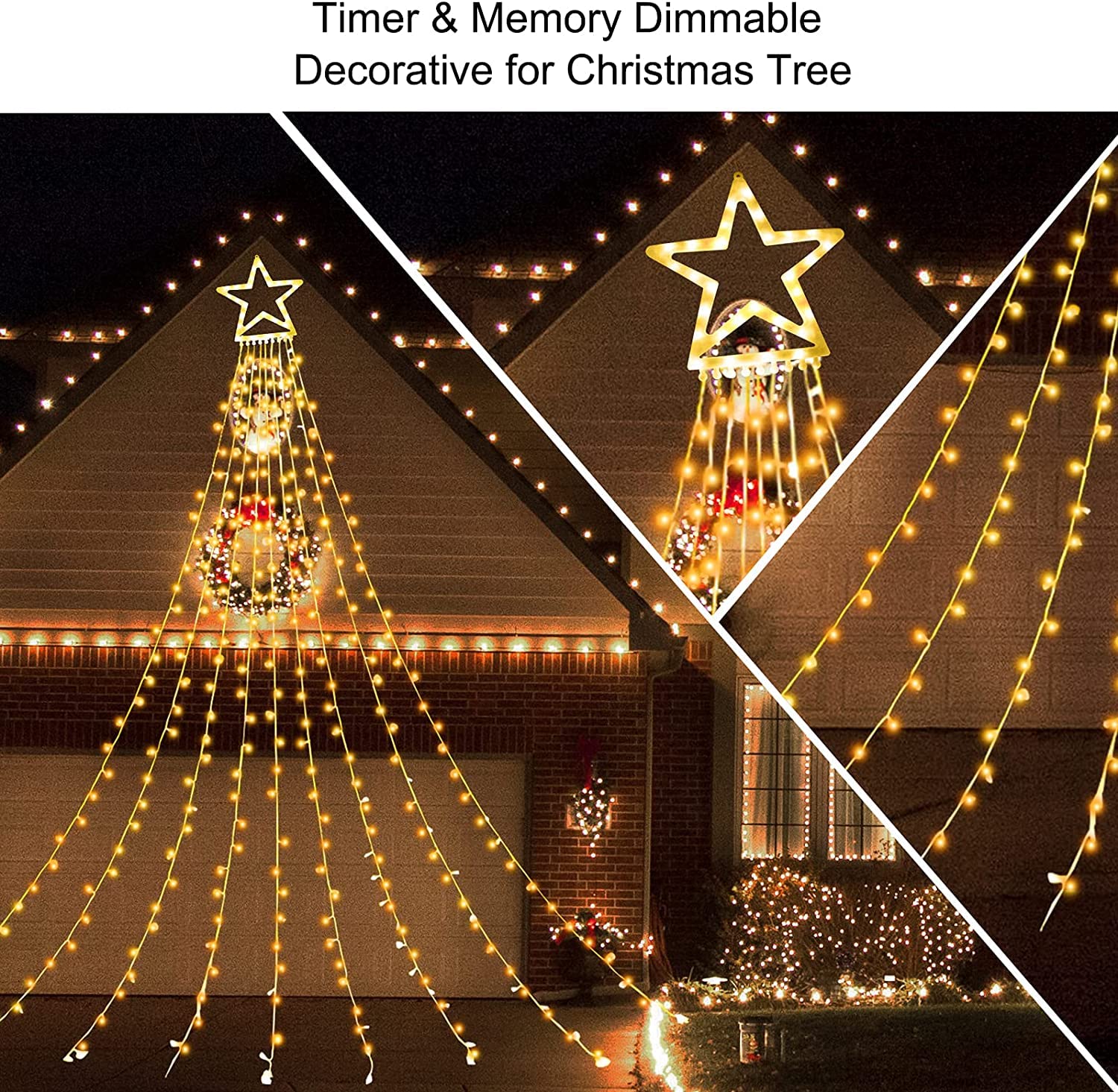 MZD8391 320 LED Color Changing Outdoor Star String Lights, Waterproof, 11 Modes, Warm White & Multicolor, Model QL300AE