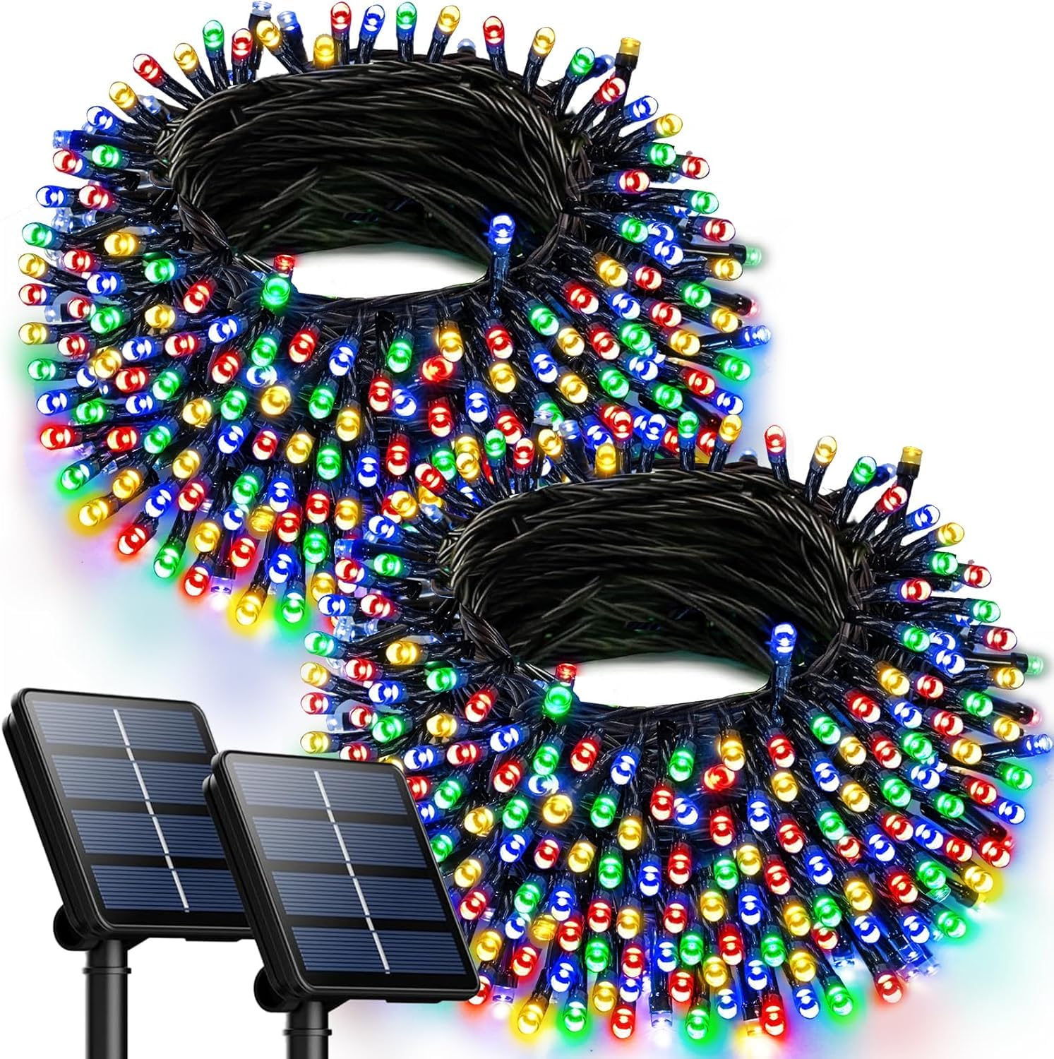 OZS Solar String Lights 240LED 95FT Multicolor Waterproof Green Wire 8 Lighting Modes for Outdoor Xmas Wedding Party Decorations