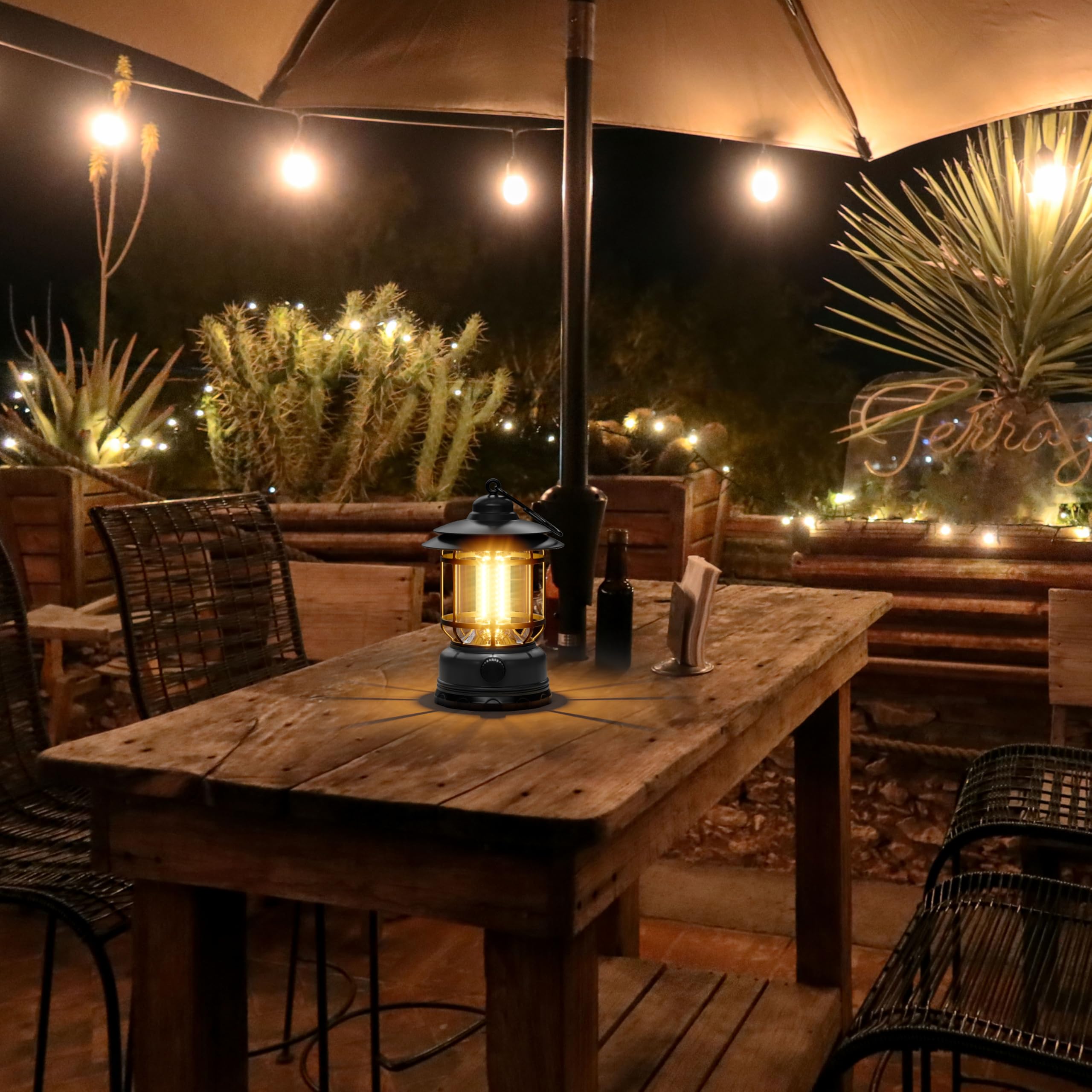 Retor LED Camping Lanterns Black 3 Pack 1500 LM Step-Less Dimming, Lightweight Battery Powered USB Rechargeable Flashlight Survi