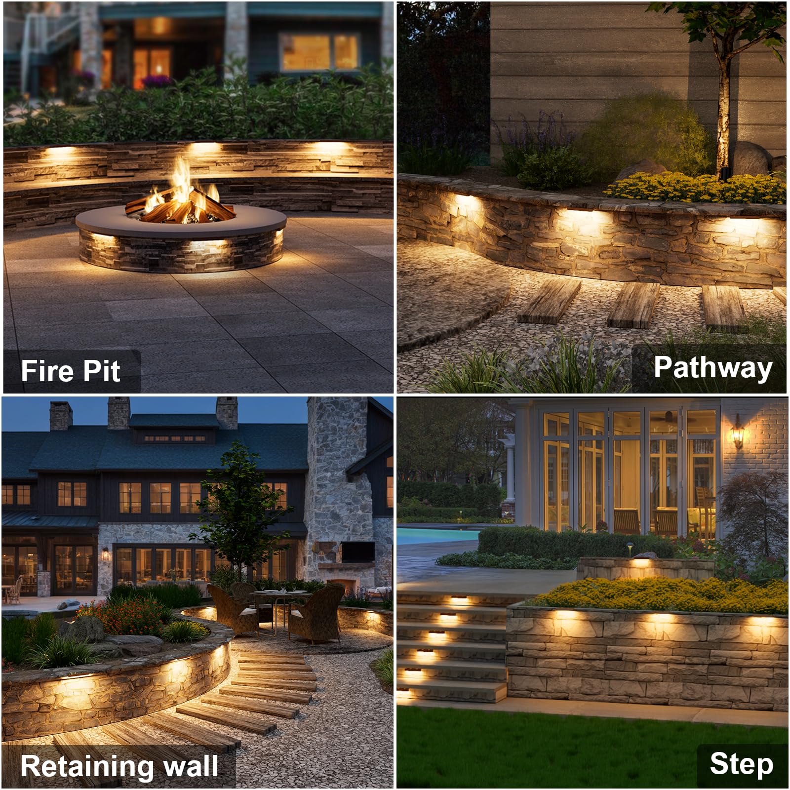 Volisun 8 Pack 7 Inch Retaining Wall Lights, Waterproof Led Hardscape Lighting, Cuttable Low Voltage Landscape Lighting, 12V Pav