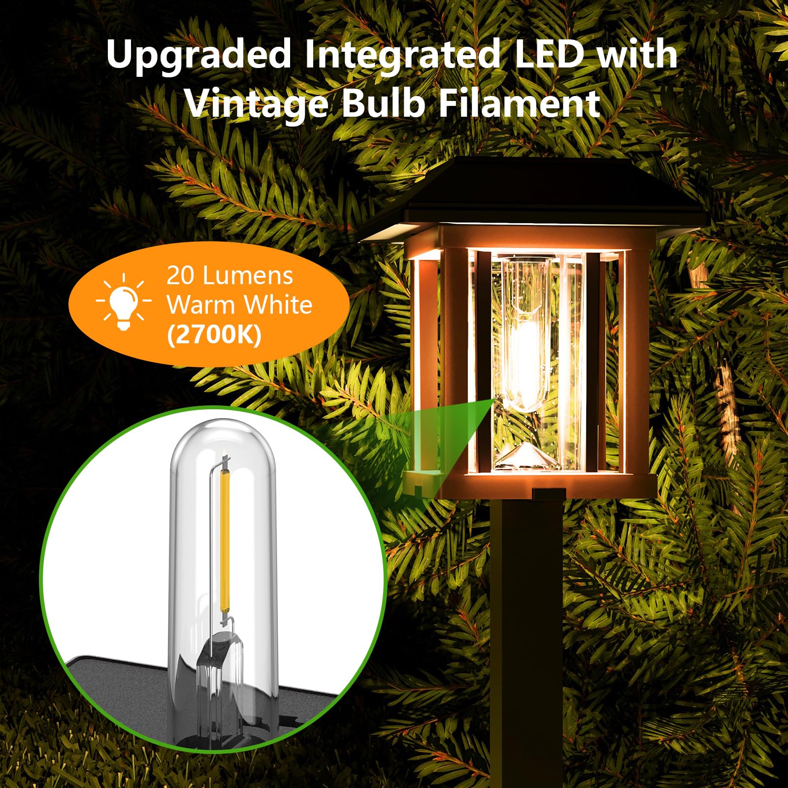 Xmcosy Solar Lights Outdoor Waterproof Ip65, 25 Lm Garden Lights For Yard Pathway, Dual-Tone Bronze Wood Led Lights With Seed Gl