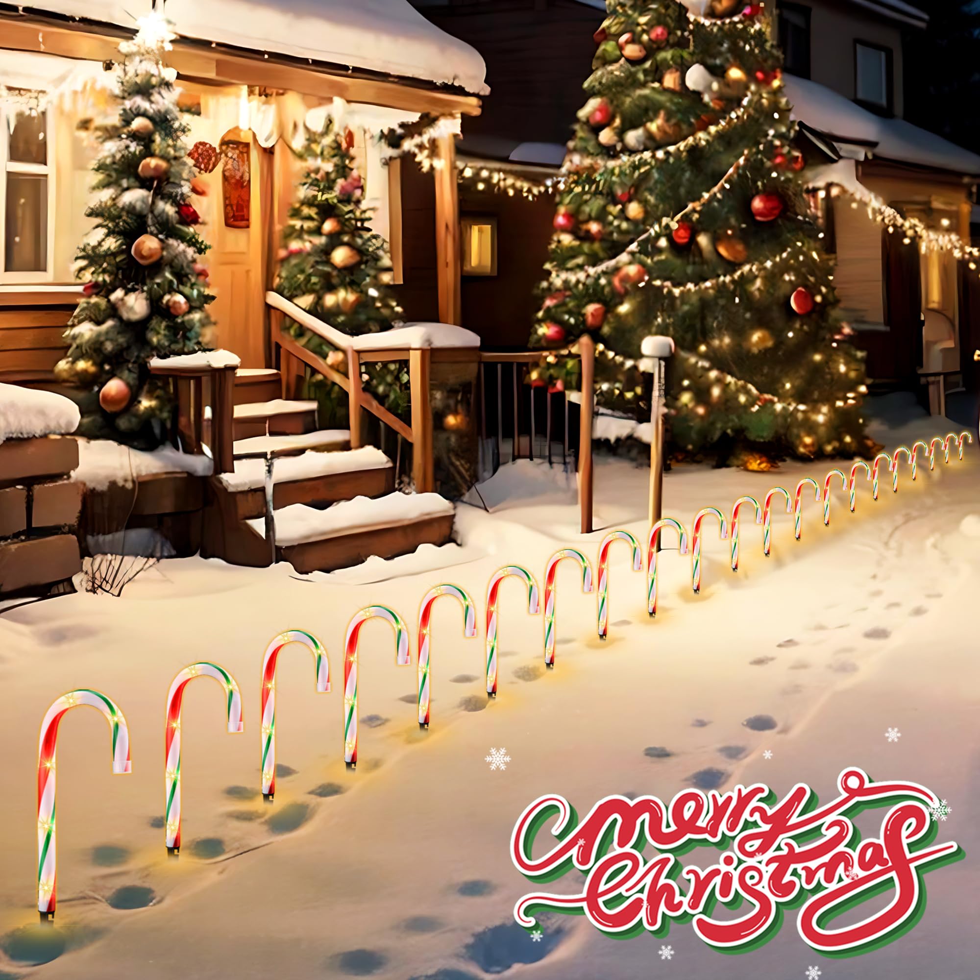 Ultimate Unicorn 10in Candy Cane Lights, Multi-colored, ABS, Model HCH-50/1FD39, 10PCS for Outdoor Decoration