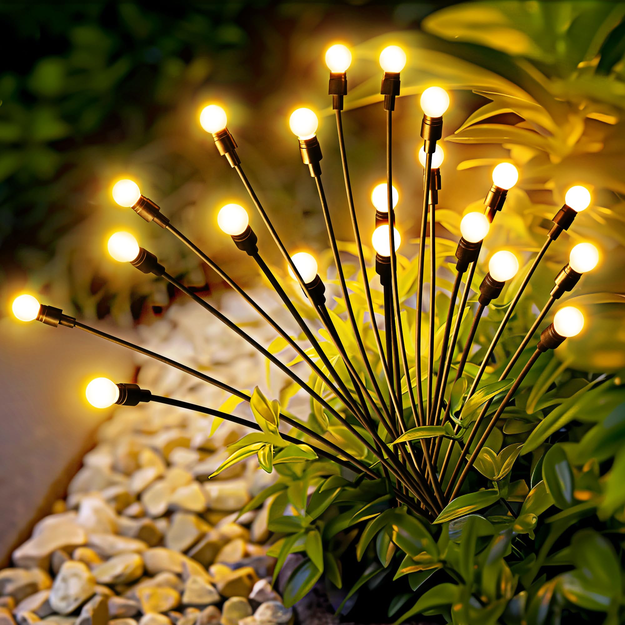 Patiopia 20 Led Solar Garden Lights, Warm White Firefly Lights For Outdoor Decoration (2 Pack)