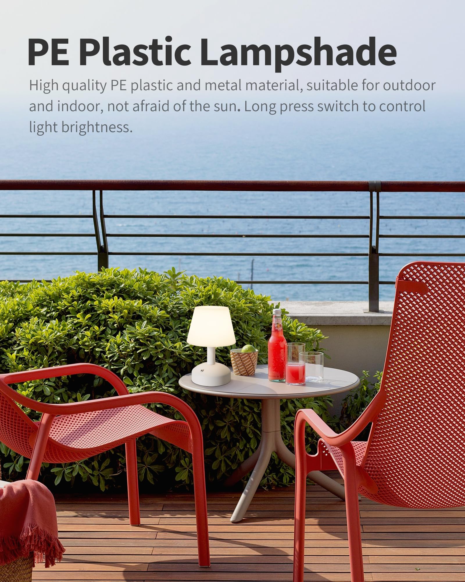 KDG Modern Cordless Small Table Lamps, Outdoor Portable Shower Waterproof LED Dimmable Desk Lamp, 5000mAh Rechargeable Battery O