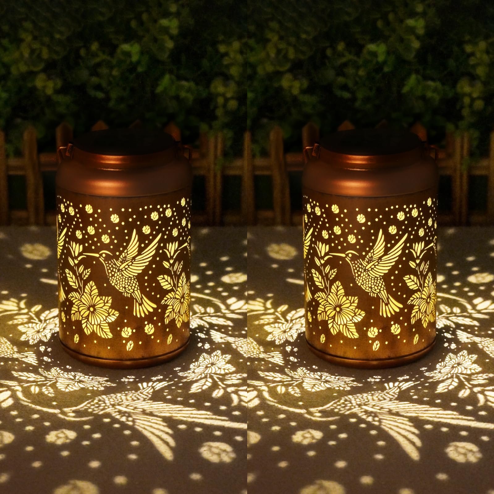 2 Pack Hummingbird Solar Lanterns Outdoor Waterproof Hanging Solar Lights, Birthday Gifts for Women, Men, Mom, Mothers Day Gifts