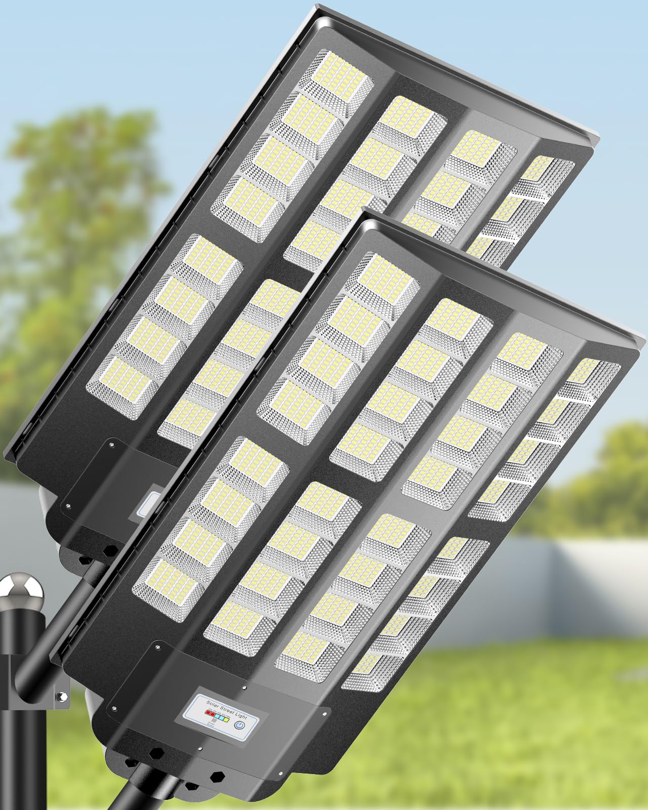 VOOJOY 7000W Solar Street Lights Outdoor: Commercial Solar Parking Lot Lights with Motion Sensor and Remote Control, IP66 Waterp
