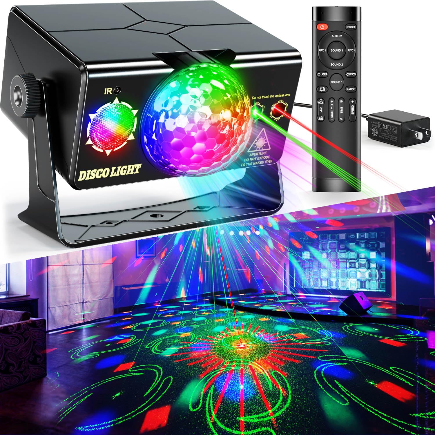 Party Lights Dj Disco Light Disco Ball Stage Strobe Lights Led Projector Sound Activated With Remote Control For Parties Xmas Cl