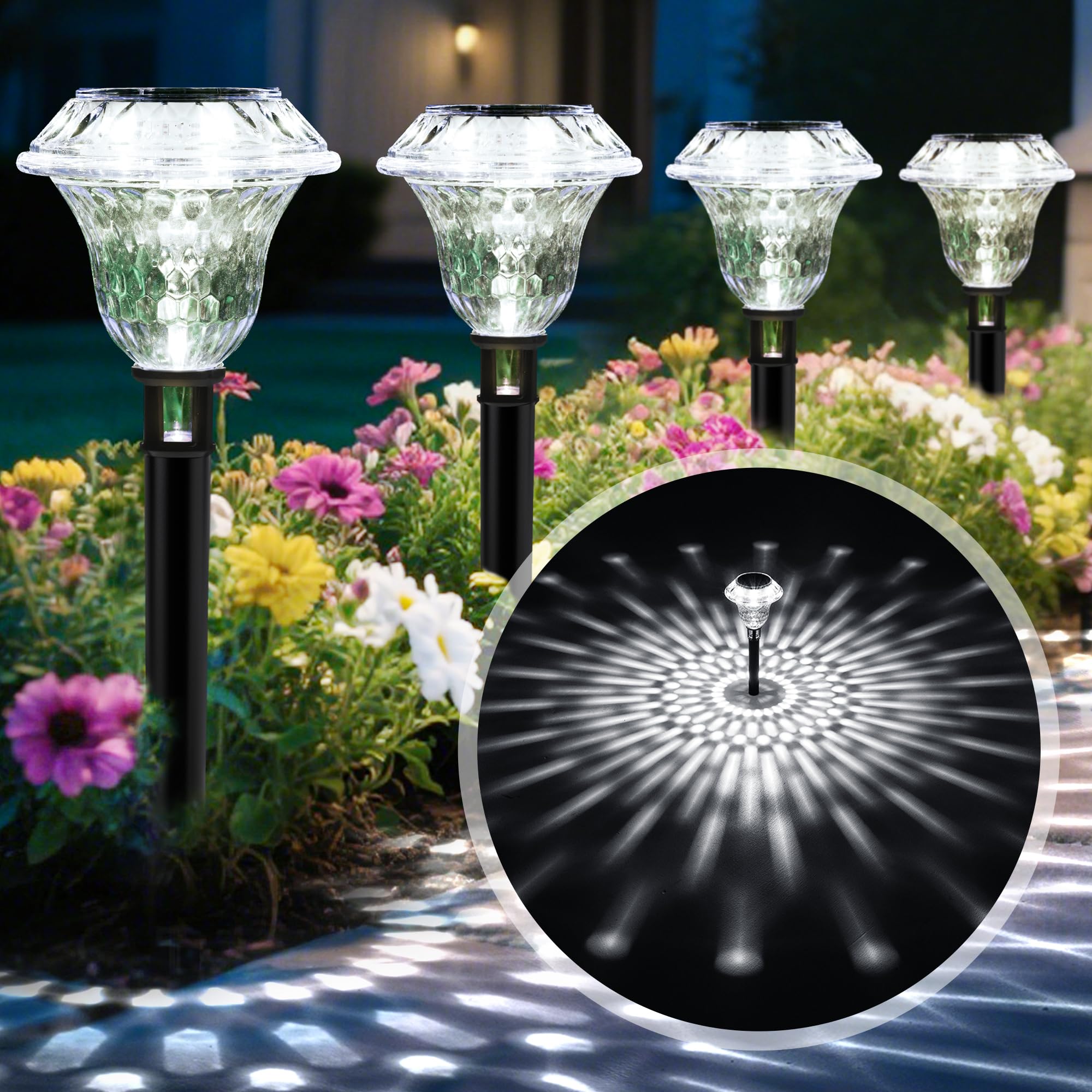 Patiopia Solar Pathway Lights Garden Decor For Yard  Solar Garden Lights For Outside Waterproof Landscape Lighting  Garden Decorative For Walkway  Driveway  Yard  Landscape  Lawn (8 Pack Cold White)