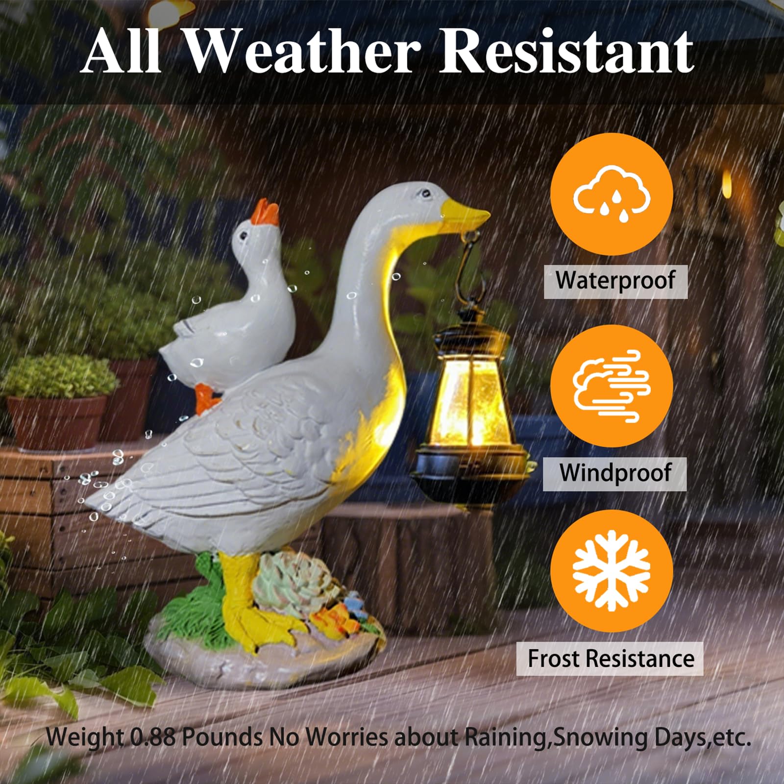 QCF Solar Garden Porch Goose Statues Decor,Outdoor Resin Figurines Light for Yard Patio Lawn,Garden Decorations Gifts for Mom