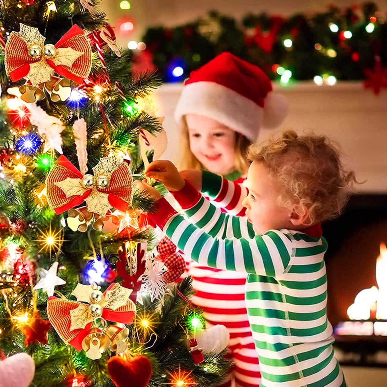 Sauirs 197Ft 500 Led Multicolor Christmas String Lights, Waterproof, 8 Modes, Timer - Indoor/Outdoor