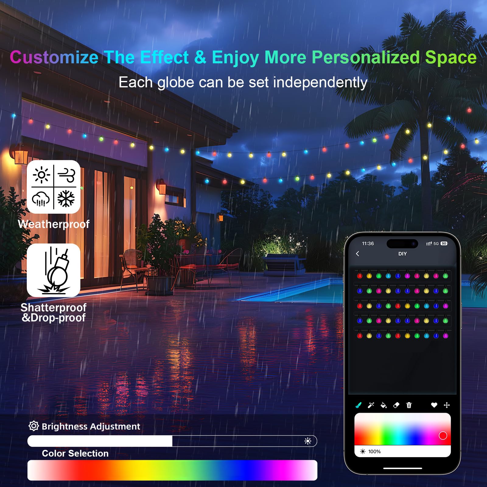 Super RGB 16.4Ft RGB Mini LED String Lights, 25 Dimmable Color Changing Fairy Lights for Indoor/Outdoor Decor, Model HCL-001, Multicolor