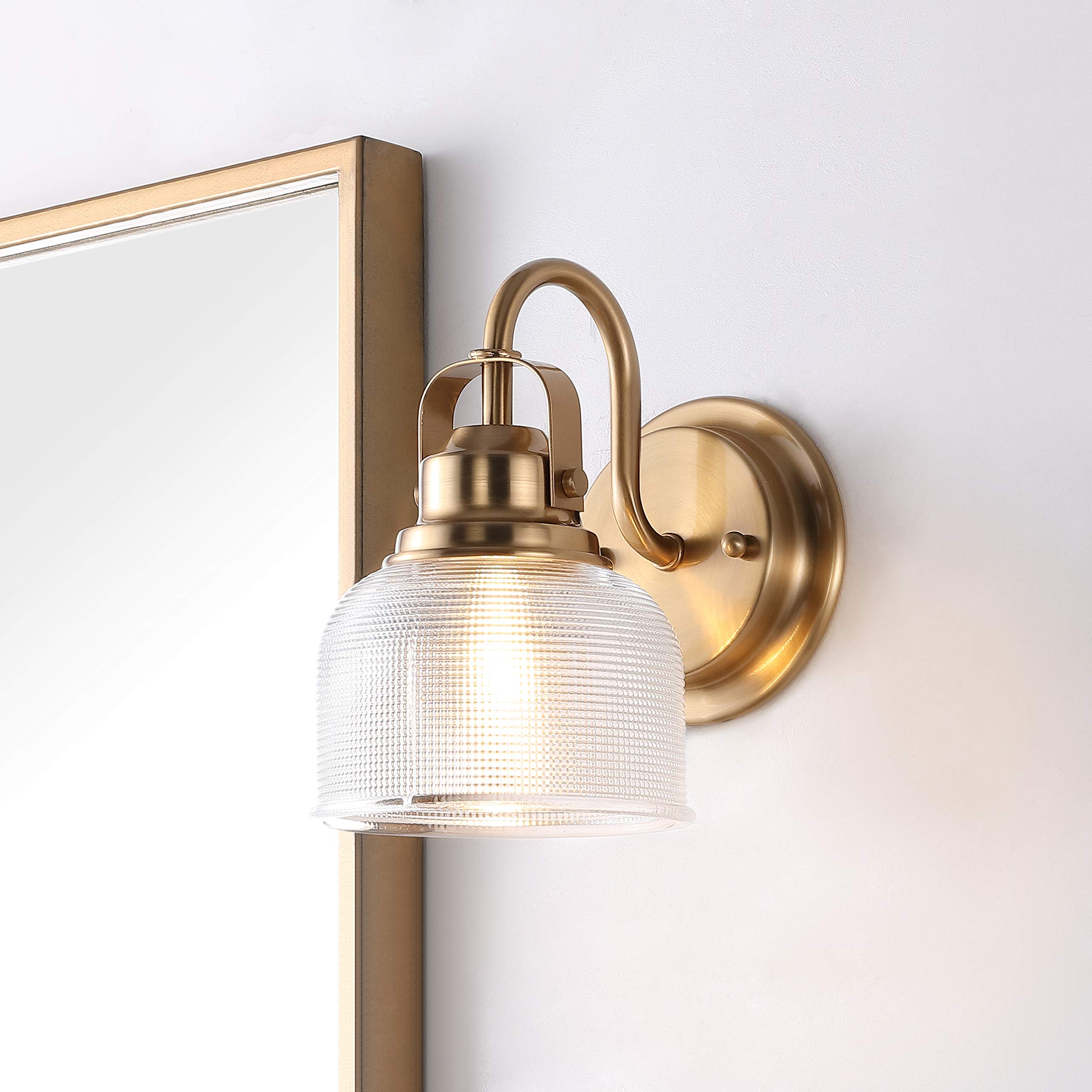 JONATHAN Y Virginia 1-Light LED Vanity Light Brass Gold Metal/Glass JYL7407B