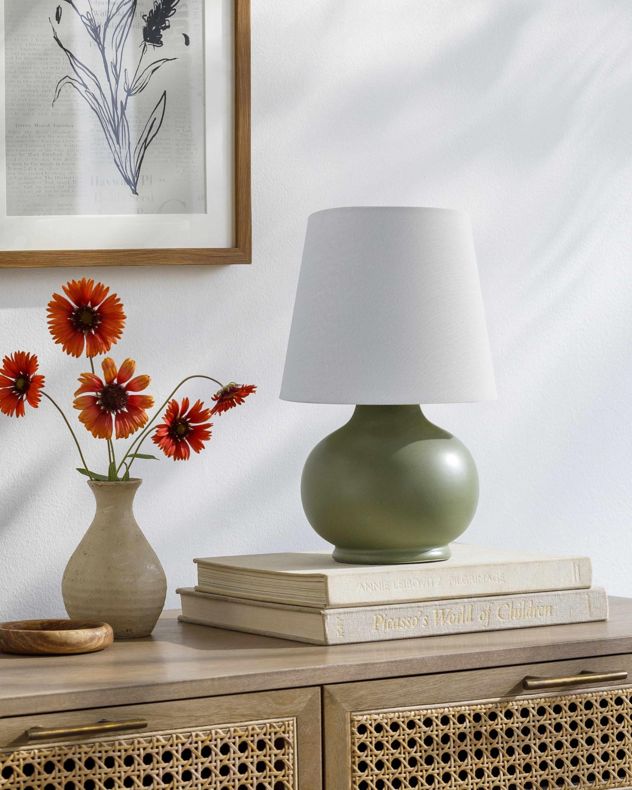 Hauteloom Table Lamp Ceramic Green White 13inH x 8inW x 8inD Model TXCHMD1