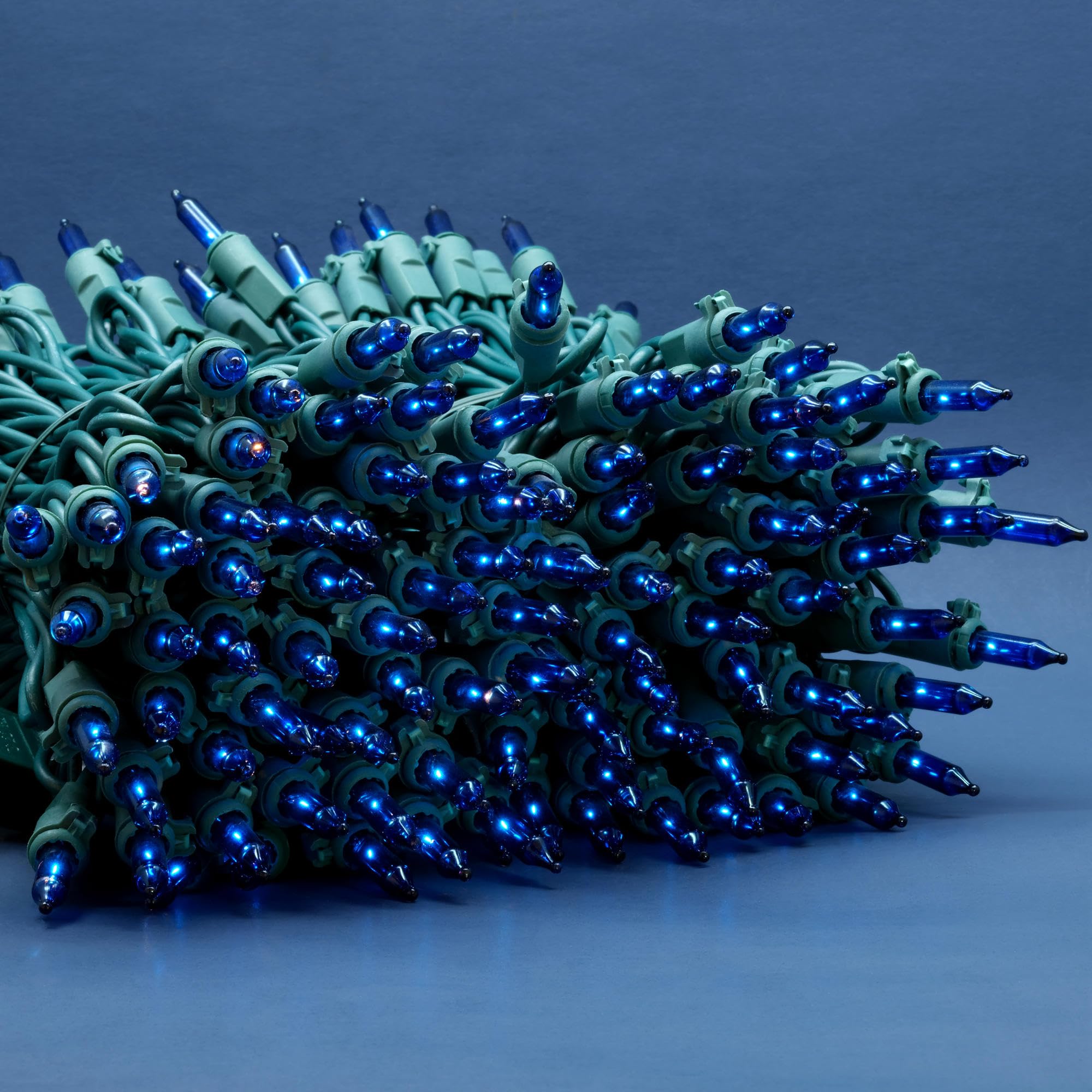 SWEET SHINE Blue Christmas Lights, 200 Count (2 Strands of 100 Count), 33 ft Green Wire, UL Listed, Copper Wire & Glass Bulbs