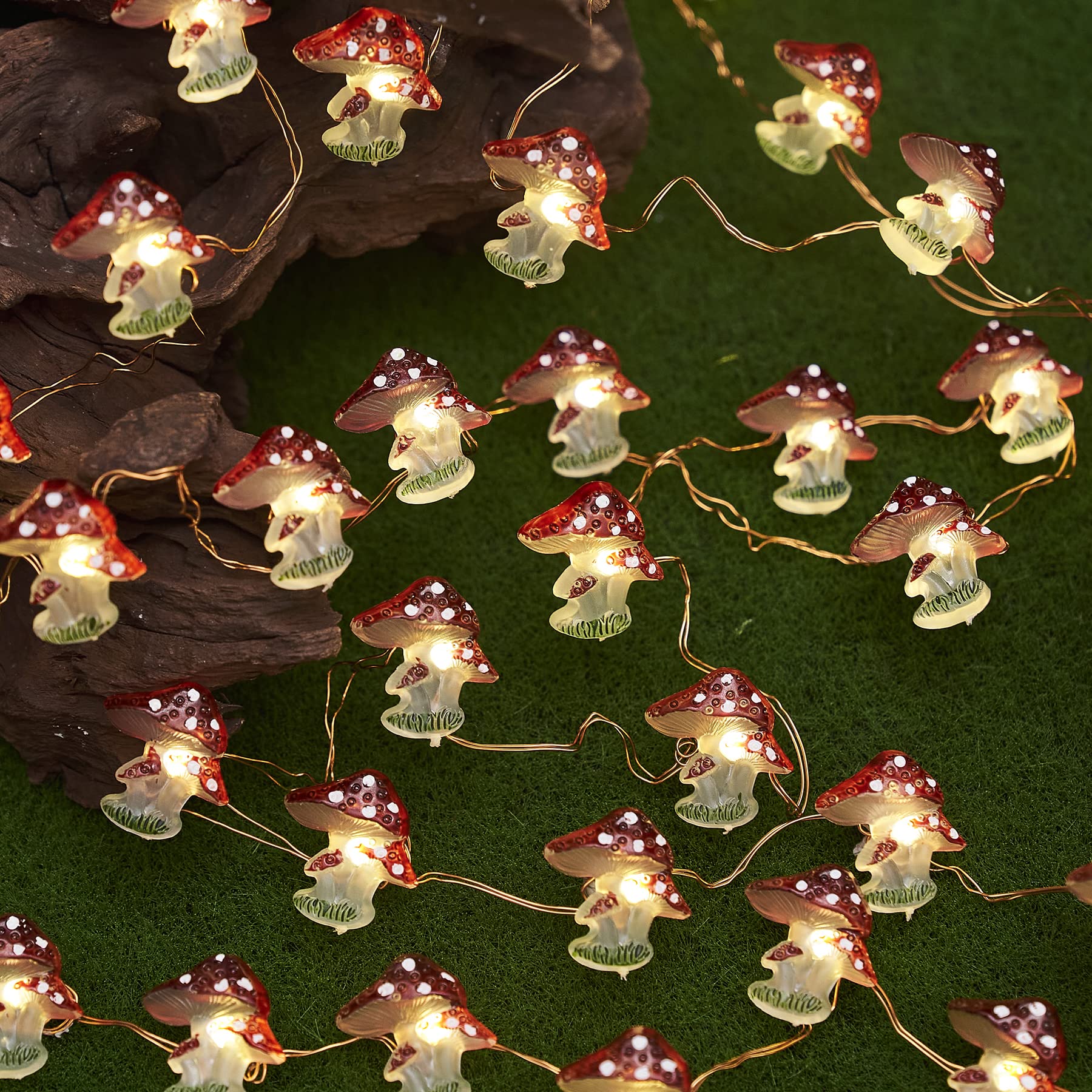 Garden D?Cor Solar Powered Outdoor String Light Mushroom Lamp Solar Garden Fairy Lights Mushroom Night Lights Gifts Cottage Core D?Cor 14Ft 40Leds Solar Pathway Fence Yard Window Mushroom Decor