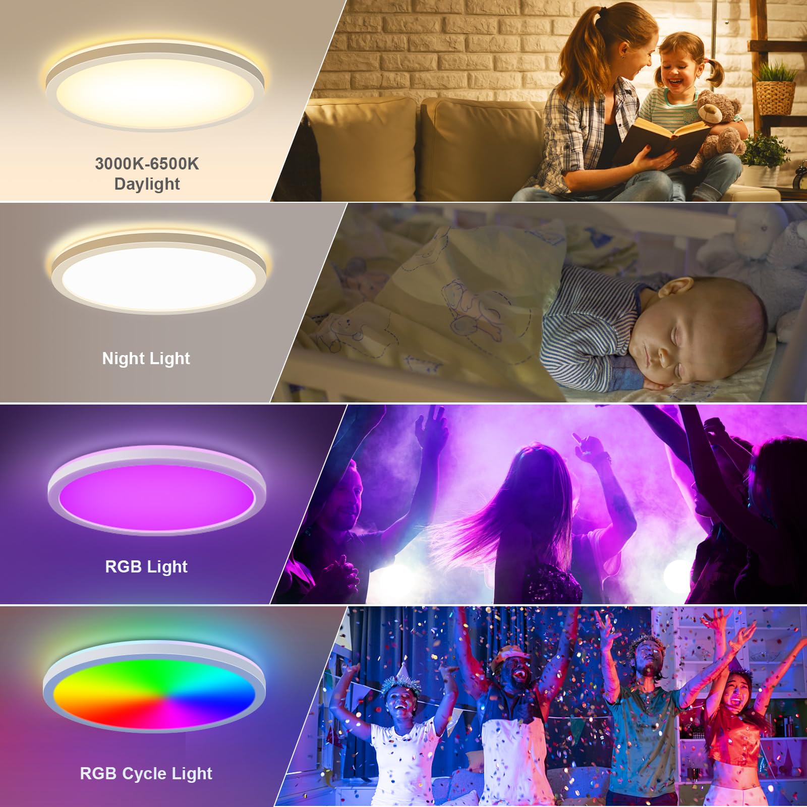Lezoe Rgb Led Ceiling Light Dimmable With Remote Control  18W 1800Lm Color Changing Light Flush Mount Fixture  8.6 Inch 3000K-6500K Ceiling Lamp For Bedroom Kitchen Hallway Party Living Room