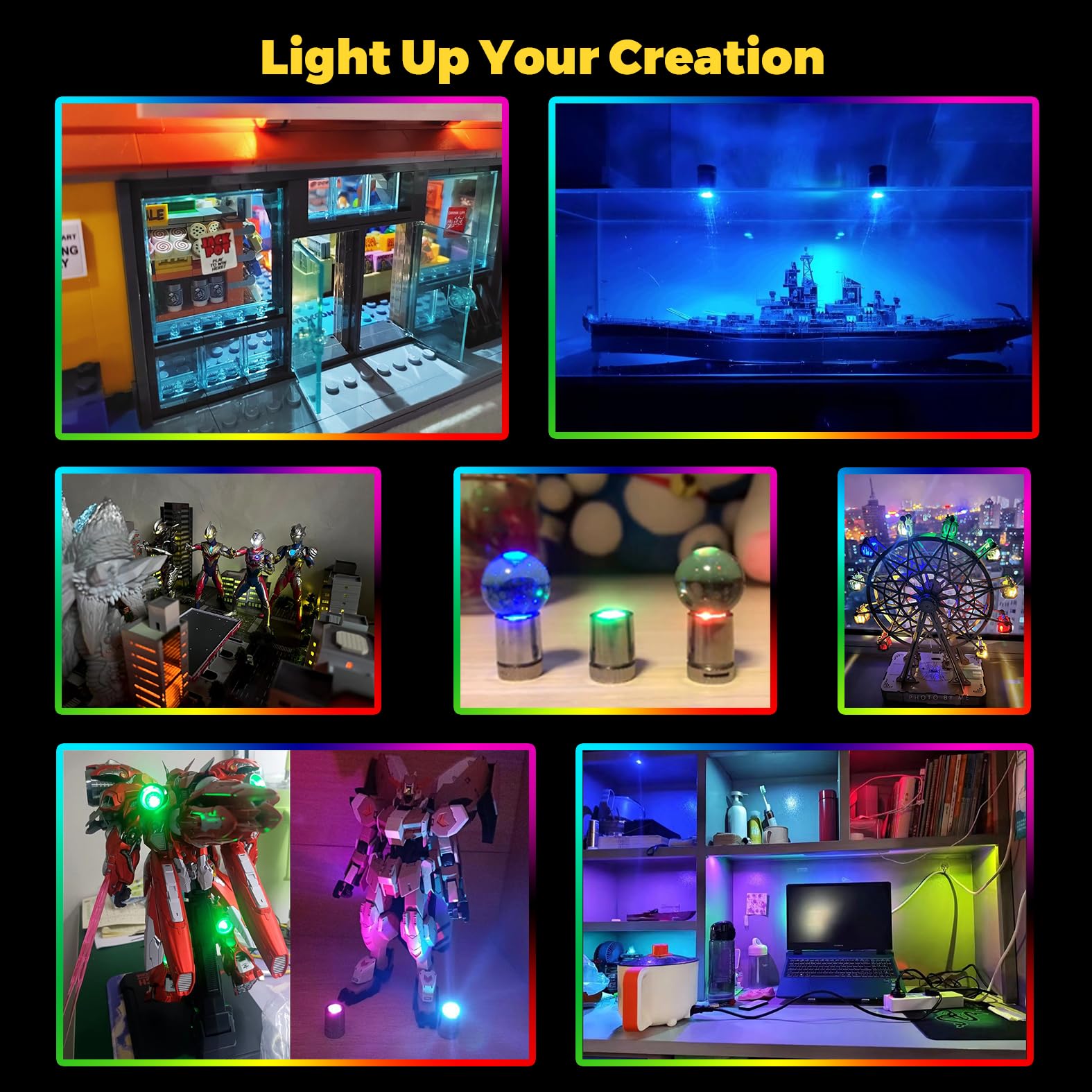 10 Pack Small Spotlight Battery Operated Led Lights, Warm White Led Wireless Miniature Spot Light For Artwork Painting,Jewelry S