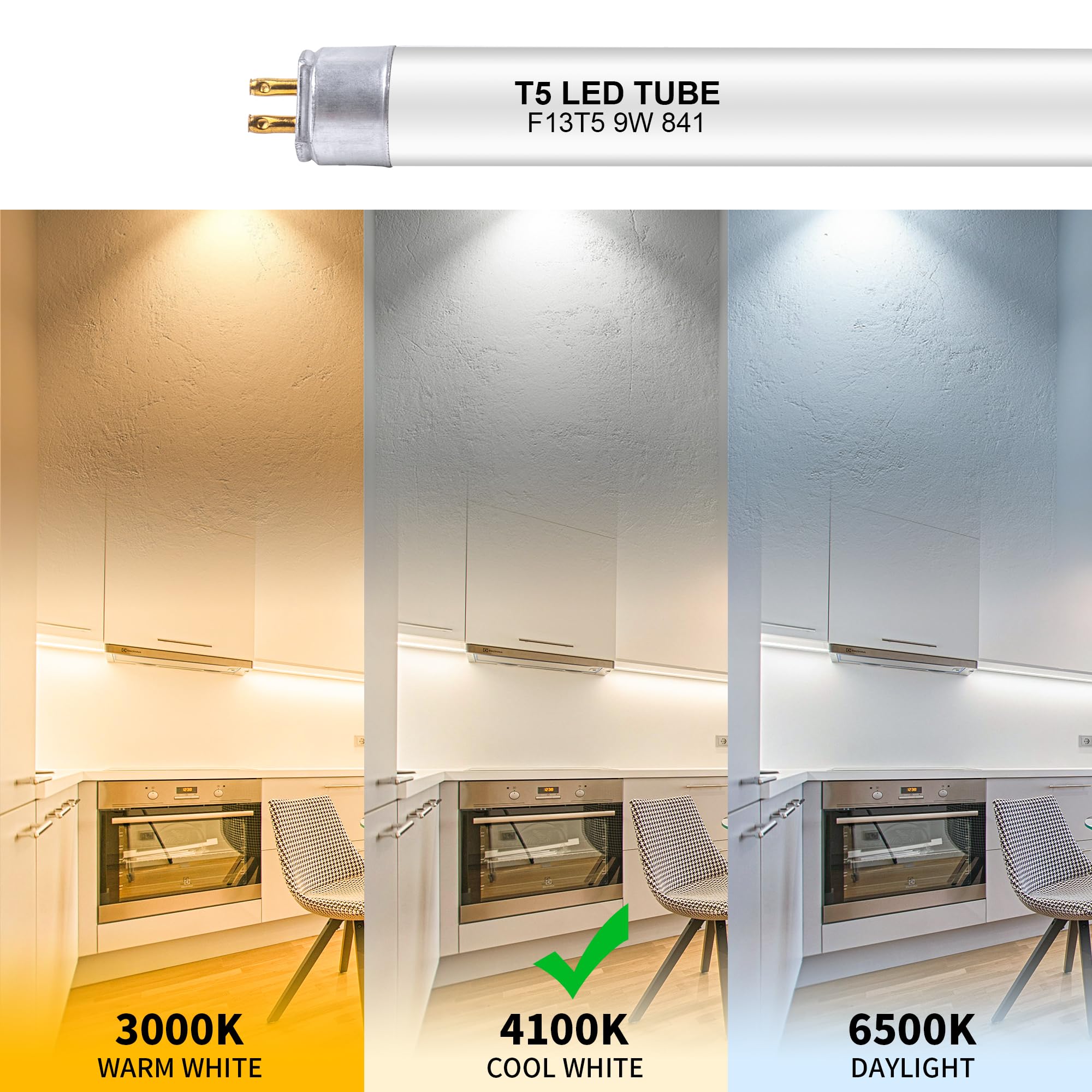 Wesome Lighting 21" F13T5/CW LED Bulbs, 4100K Cool White, 9W Replacement for Fluorescent, 4 Pack