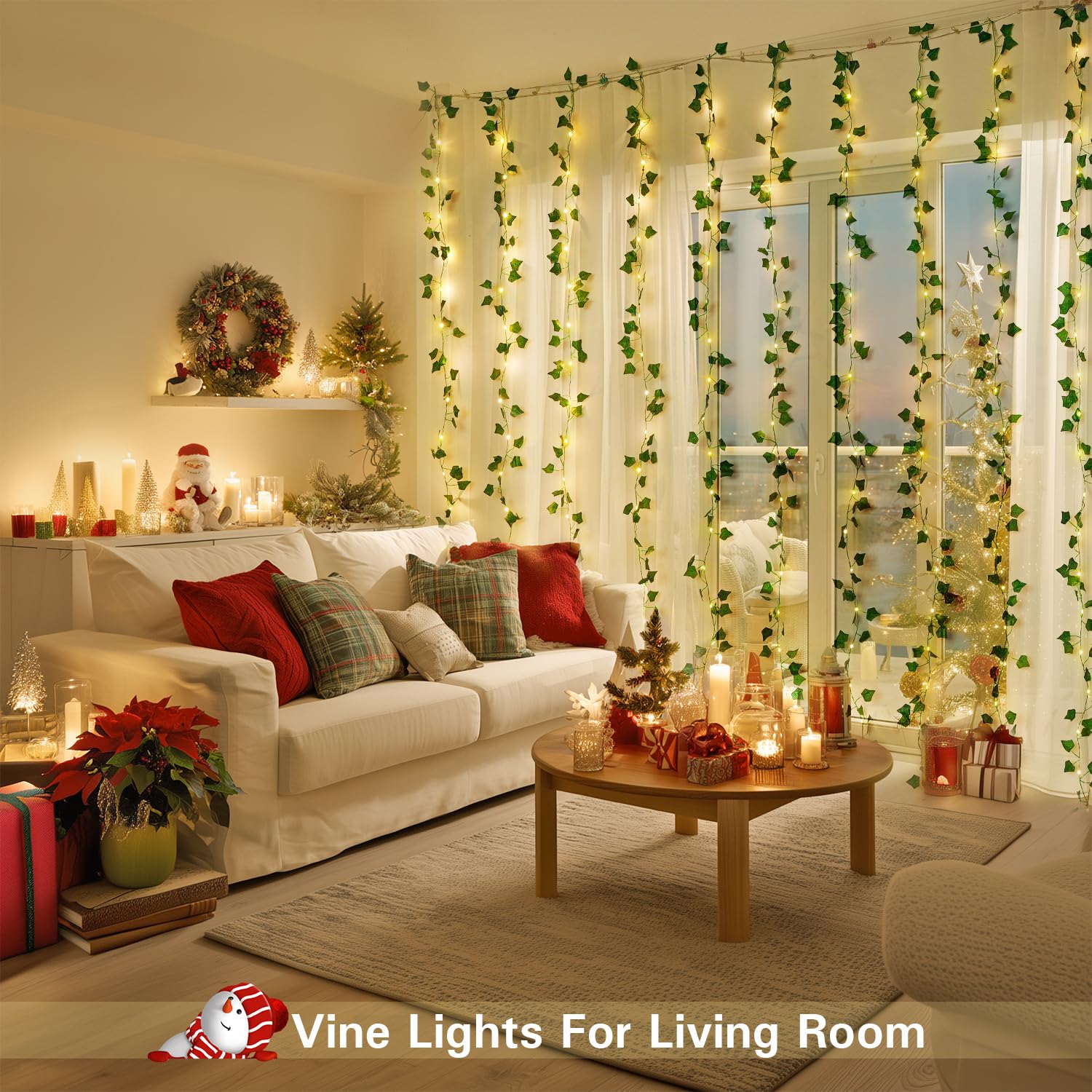 JMEXSUSS Fairy Lights with Vines, 300 LED, 9.8ft x 9.8ft, Warm White, Remote Control, Model EXS-C-0300-R,