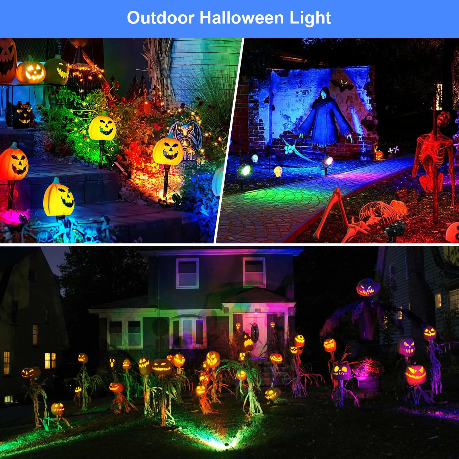 Halloween Christmas Spotlight Outdoor Color Changing Landscape Spotlights 12W Rgbw Led Outdoor Spot Lights For Yard Garden Decor Waterproof 110V Plug In Landscape Lighting With Remote 2 Packs