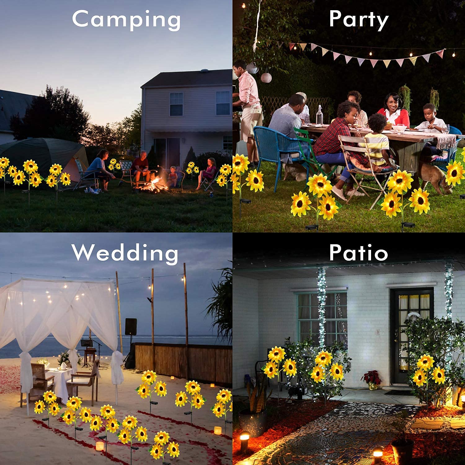 MMHF Solar Garden Stake Lights, LED Sunflower Design, Waterproof, 1 Pack