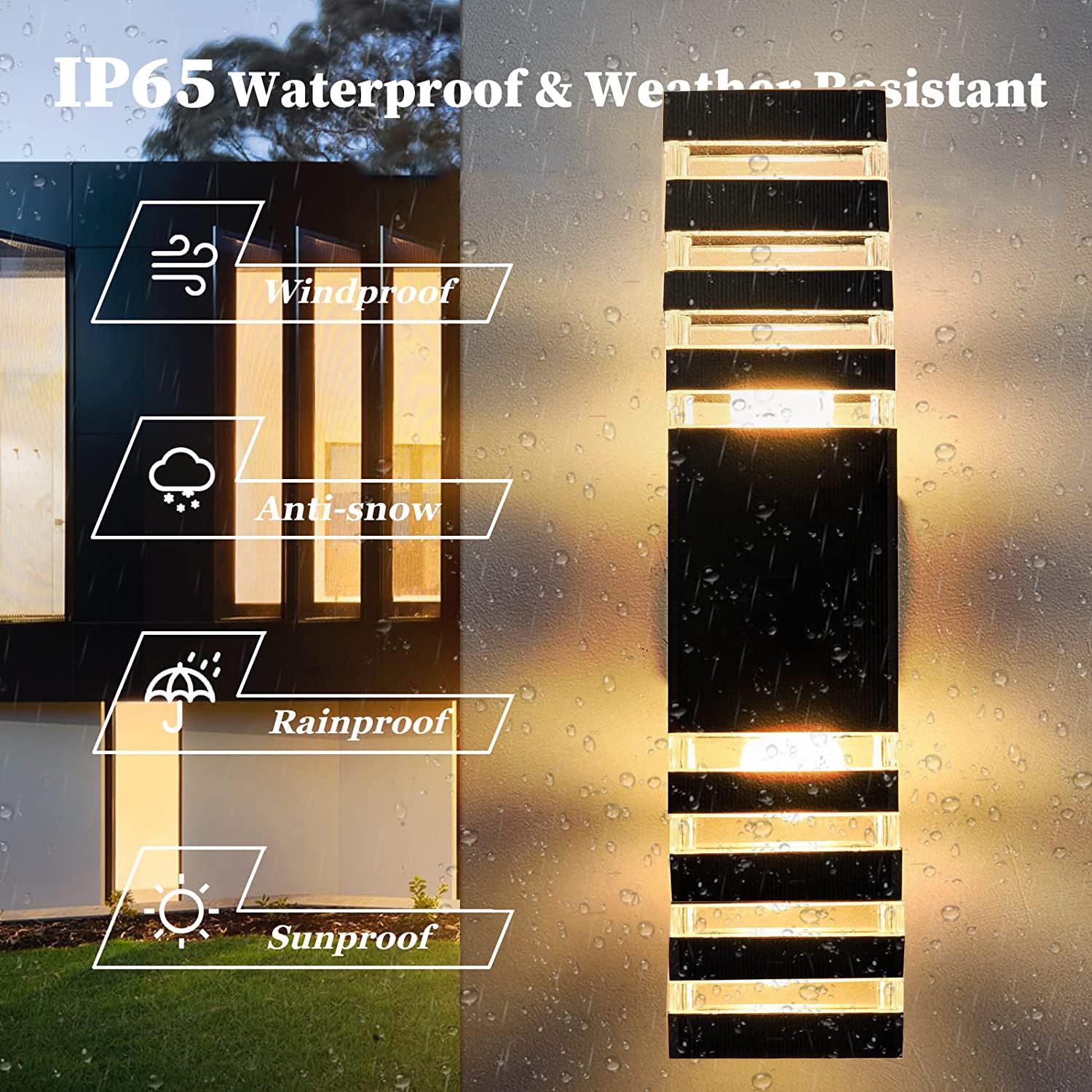 Tiyahomey LED Square Up & Down Wall Lights 24W 4000K, Waterproof Aluminum, 6 Pack