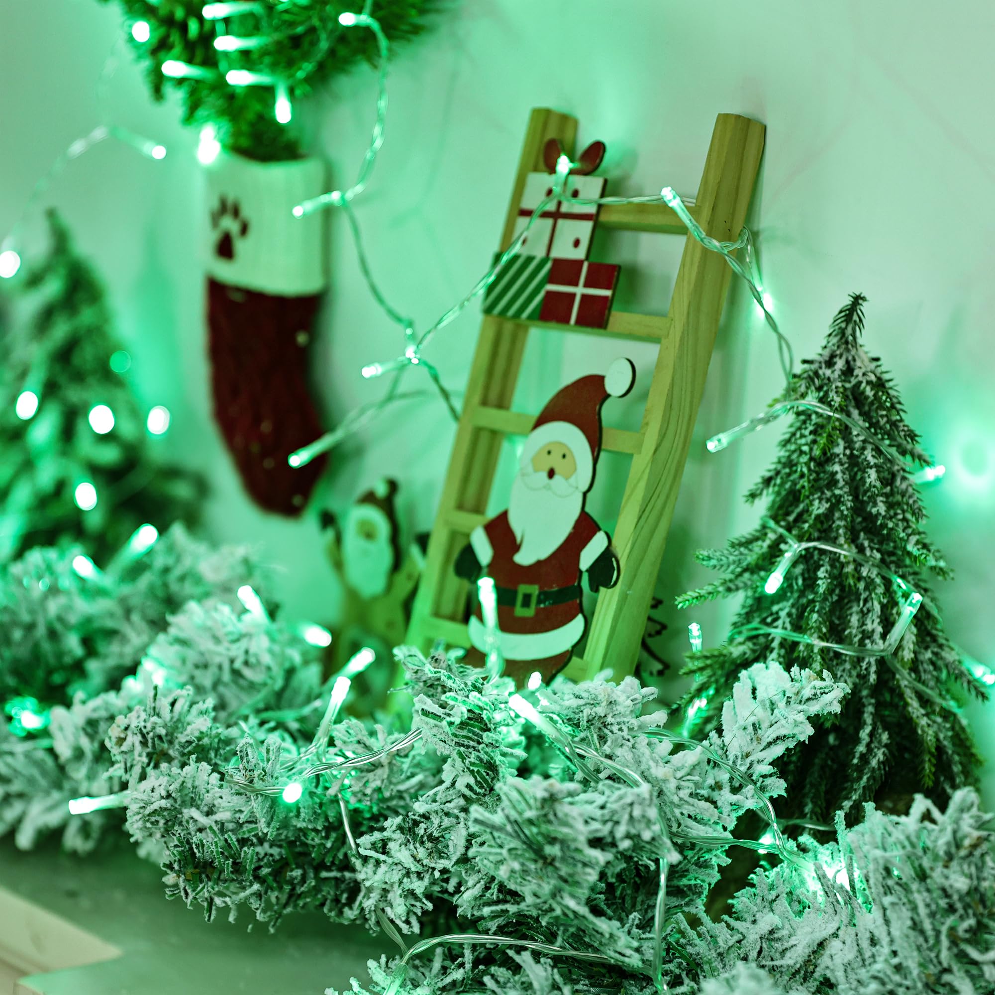 Lomotech Battery Operated Christmas Lights - 4 Pack Total 66Ft 200Leds String Lights 8 Modes Waterproof With Timer For Home  Garden  Party  Holiday  Tree Decoration (Clear Wire  Green)