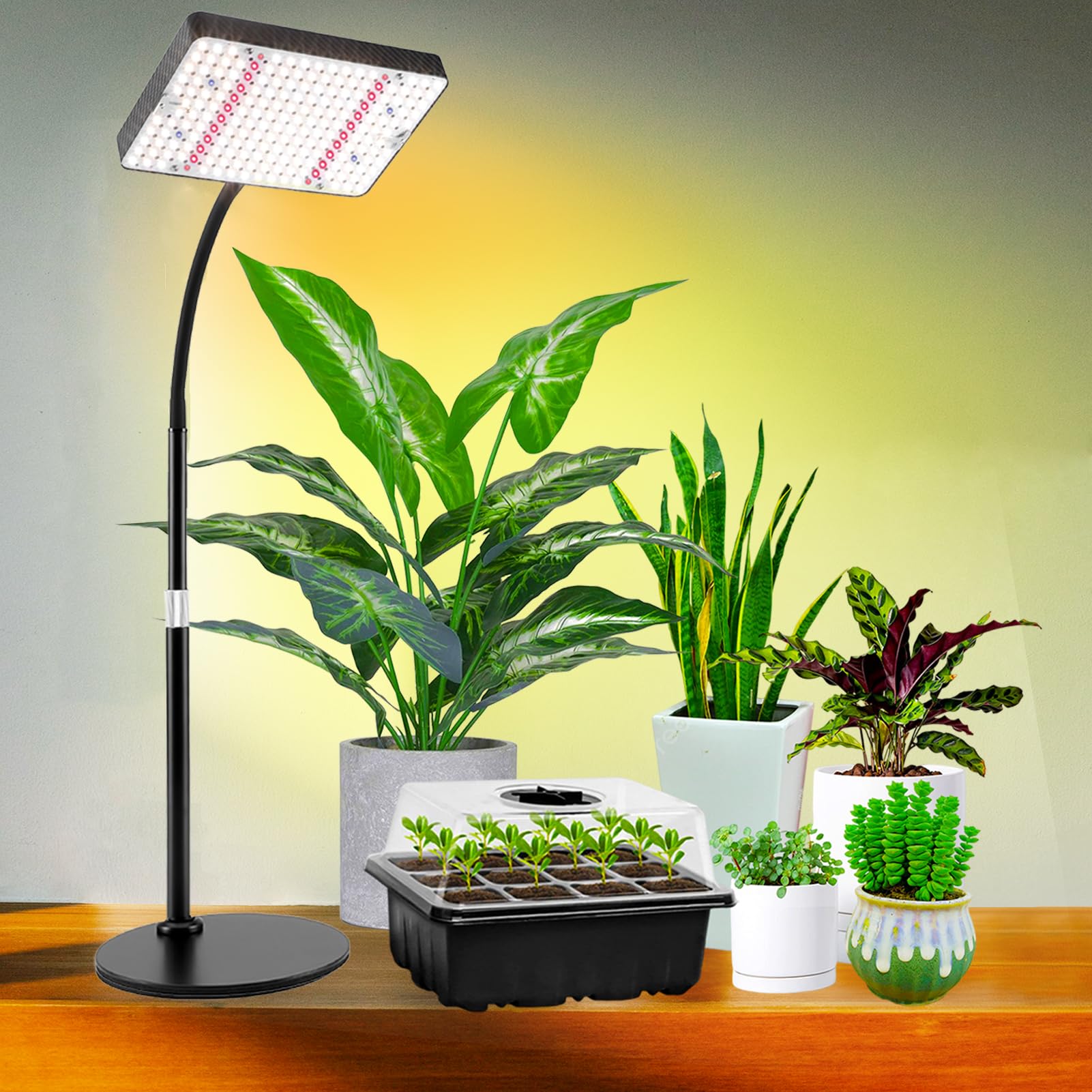 Grocruiser Table Top Grow Light For Seed Starting, Seedlings, Vegetable, Bonsai, 25 Watt Brightest Full Spectrum Desk Plant Lights For Indoor Growing, Adjustable Height 16&quot;-24&quot;, Daisy Chain Function