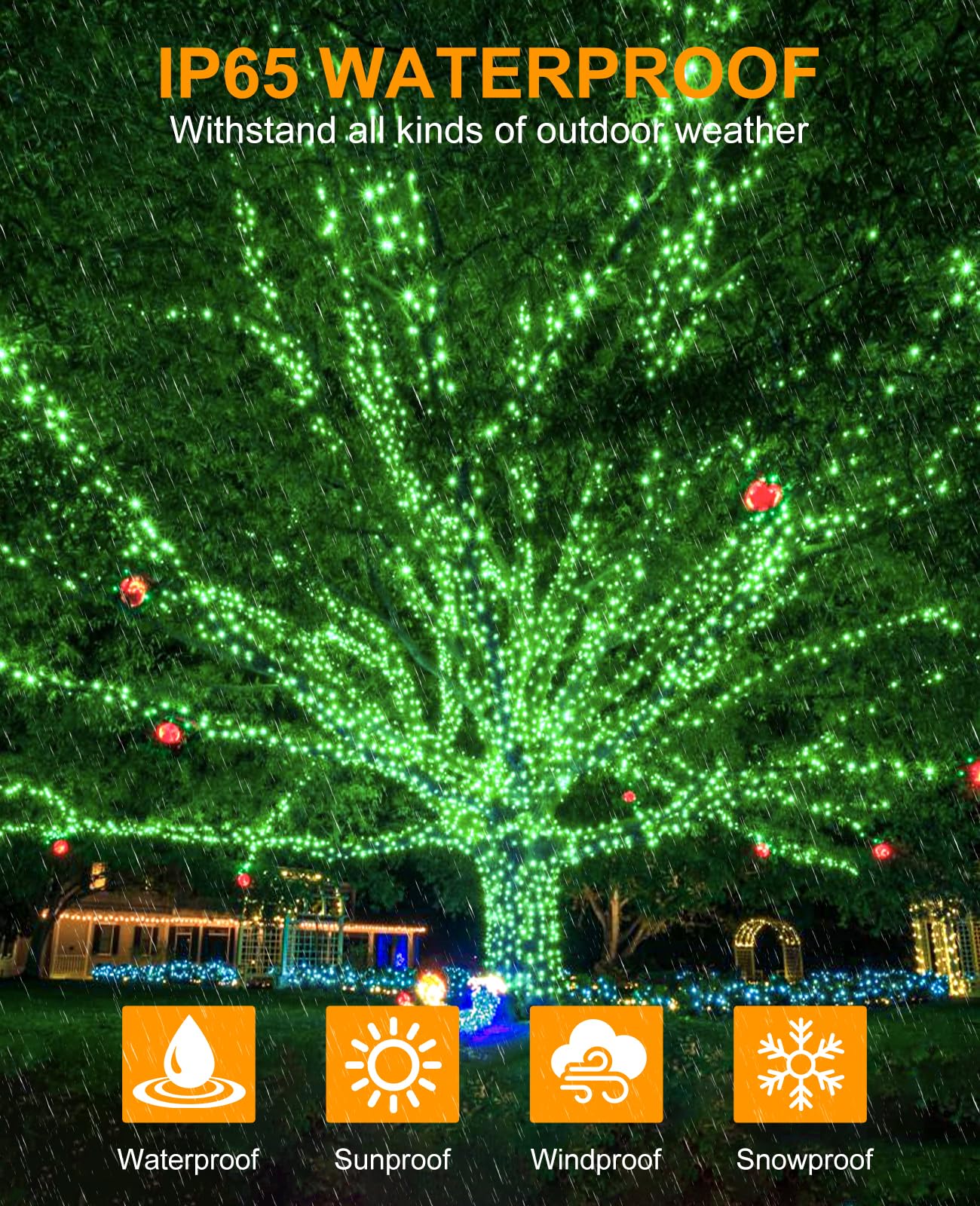 197Ft 600 Led Christmas Lights Outdoor  Plug In Christmas Tree Lights 8 Modes  Waterproof Green Wire String Twinkle Lights For Indoor Bedroom House Patio Garden Party Holiday Decorations  Green