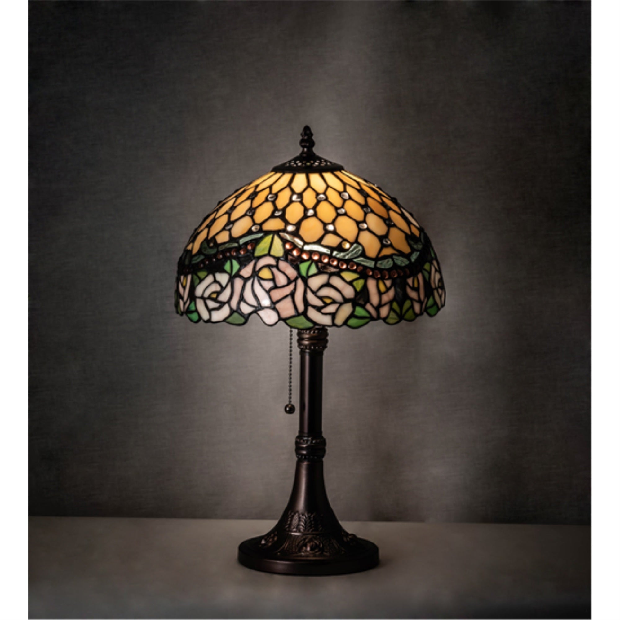 19 inch High Jeweled Rose Table Lamp