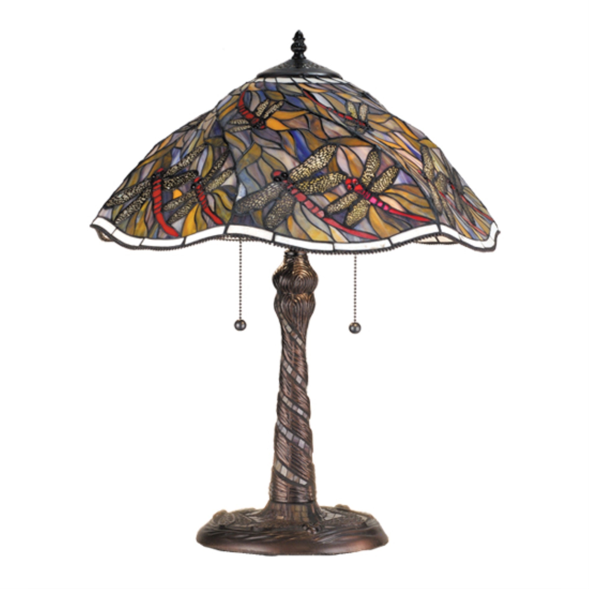 23.5 inchH Spiral Dragonfly w/ Twisted Fly Mosaic Base Table Lamp