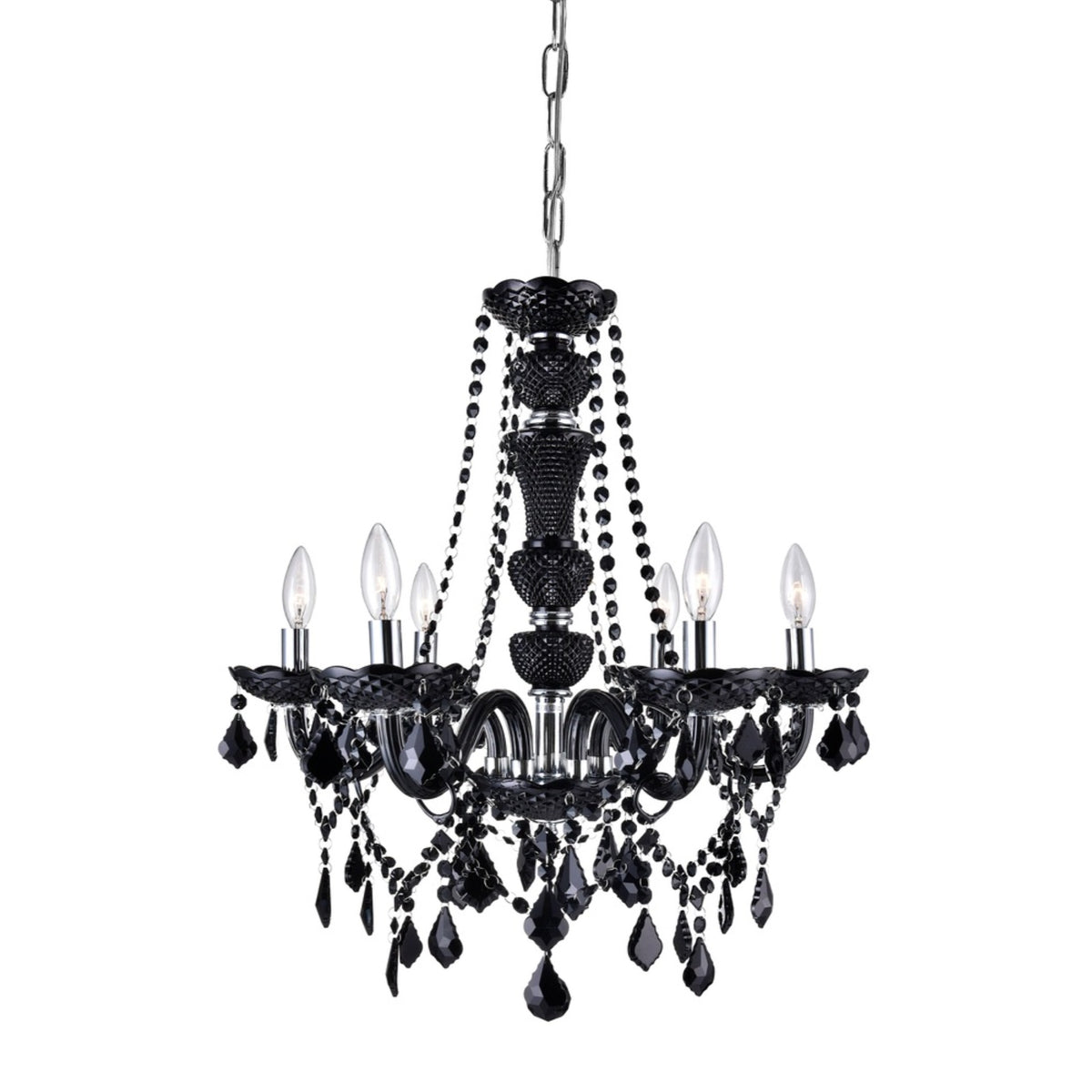 6 Light Up Chandelier with Chrome finish