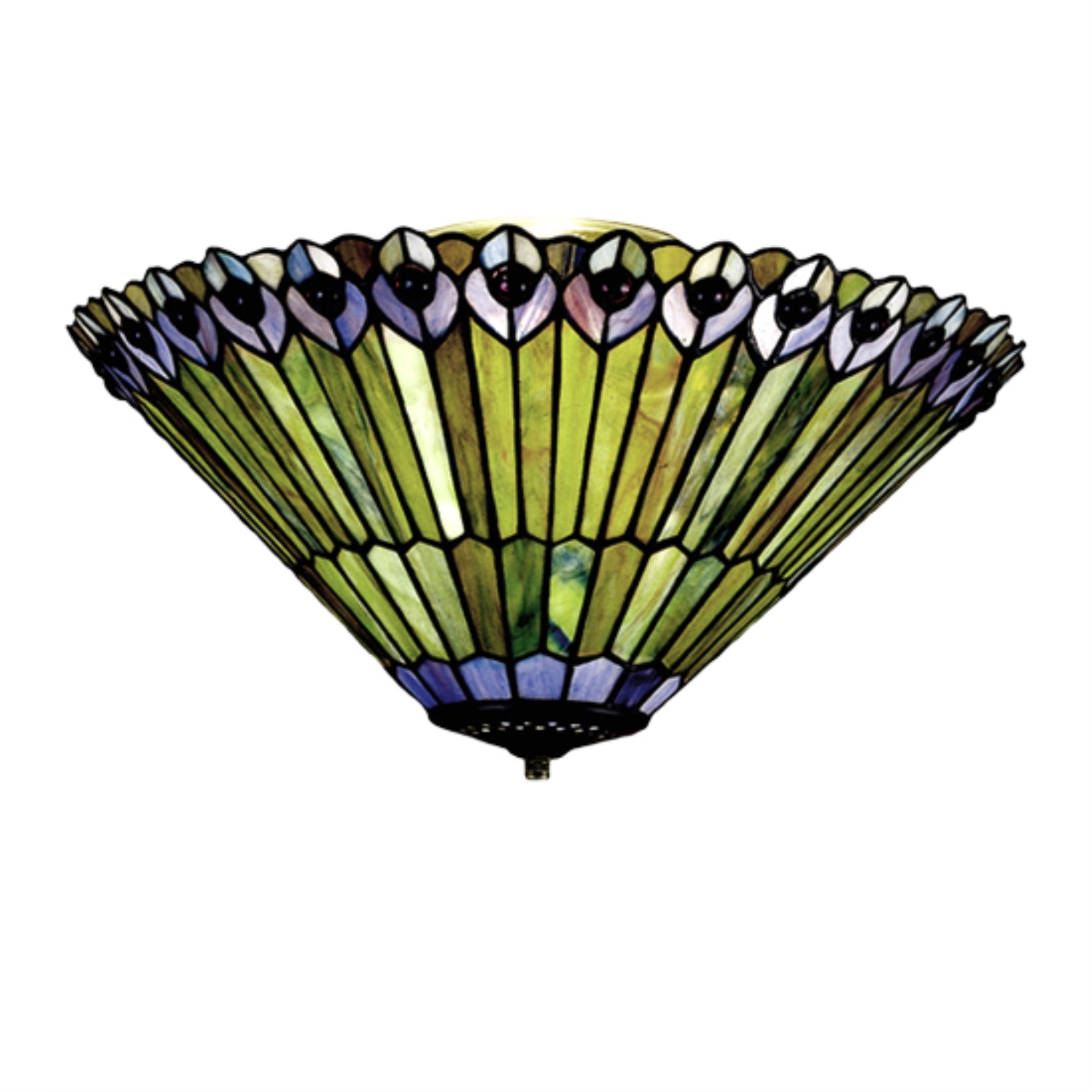 17 inchW Tiffany Jeweled Peacock Wall Sconce