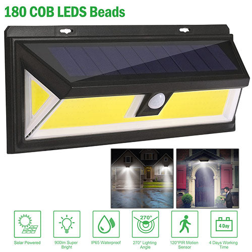 Kocaso Solar Lights 180 Leds Outdoor Motion Sensor Lamp Ip65 Waterproof For Garden Pathway