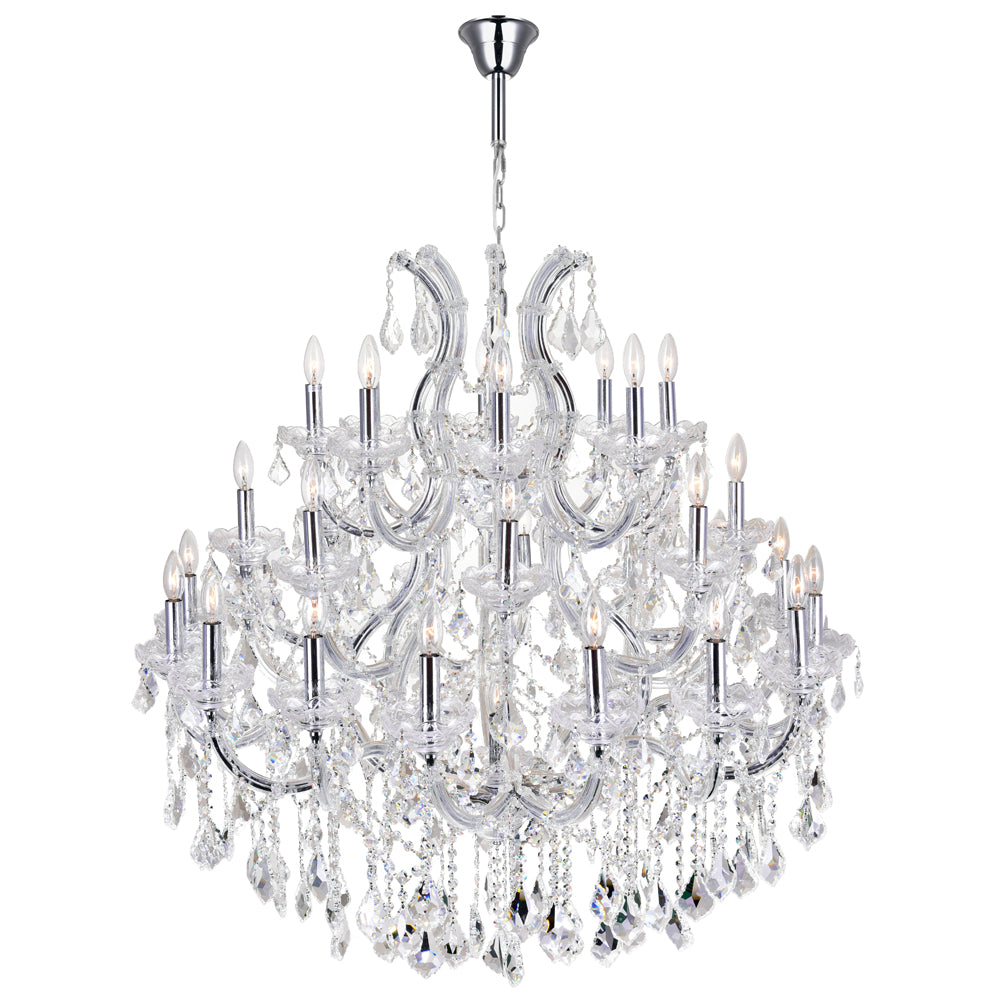Cwi Lighting Maria Theresa 33-Light Chrome Metal Chandelier - Clear Elegance